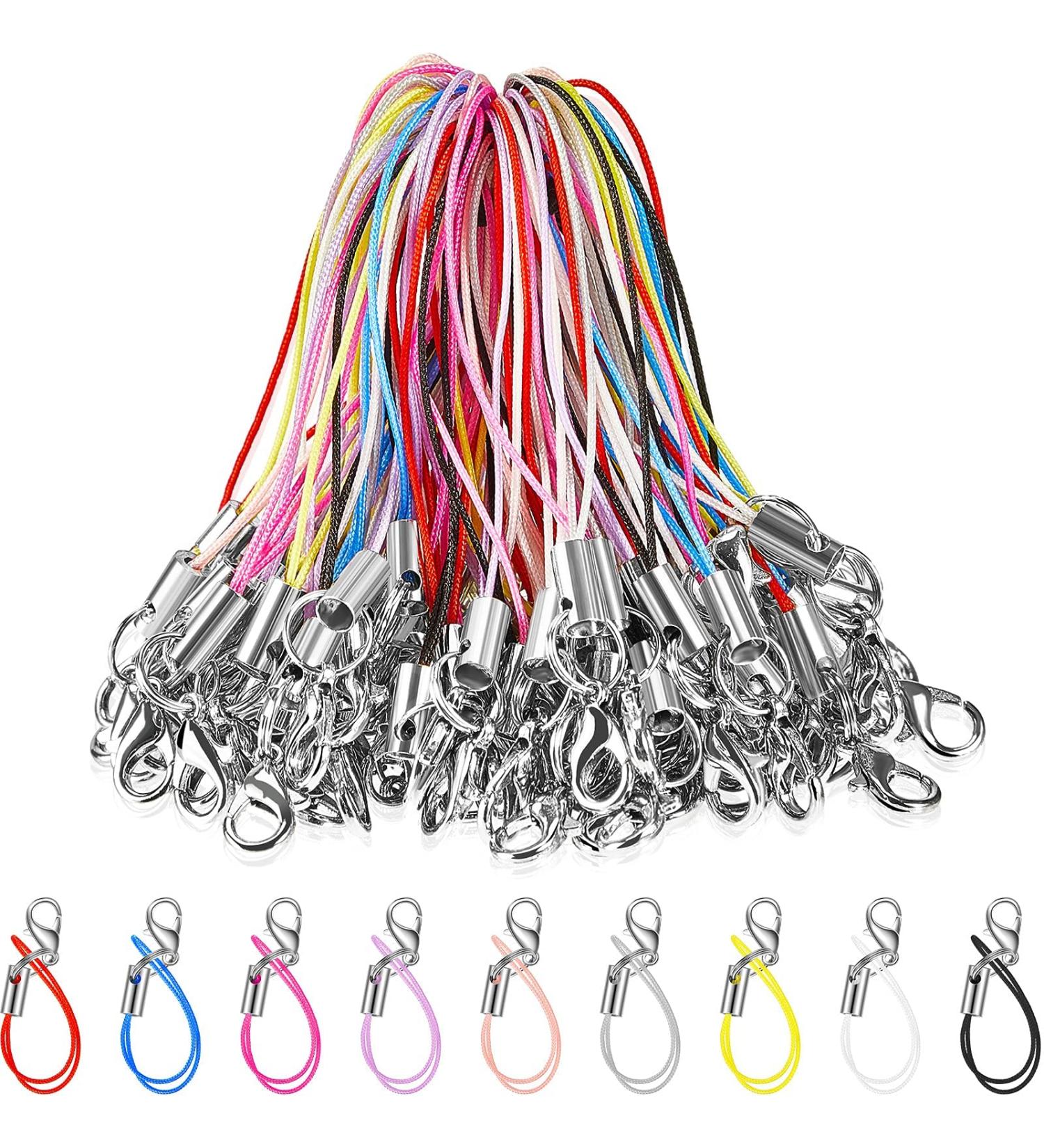 Flutesan Lobster Clasp Cords - 100 Pieces, 9 Colors - Mini Lariat Cord Straps for DIY Jewelry - Cellphone/USB/Keychain Lanyards - Buy Online on GoSupps.com