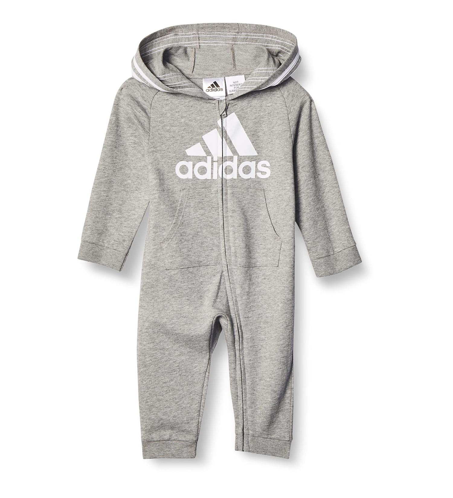 adidas Infant Long Sleeve Hooded Coverall - 3 Months Grey - Buy Online on GoSupps.com
