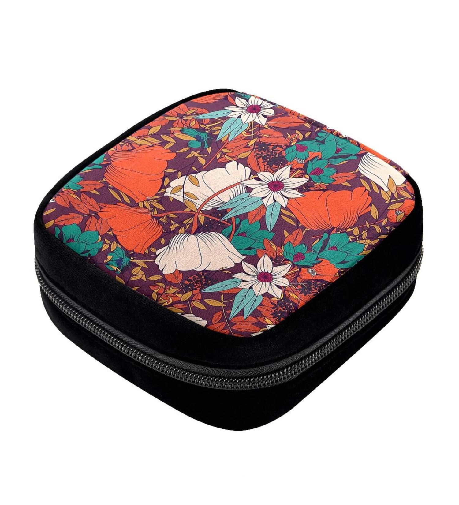 GIAPB Period Bag Sanitary Napkin & Makeup Pouch | Botanical Flower Pattern | Color2077 - Buy Online on GoSupps.com