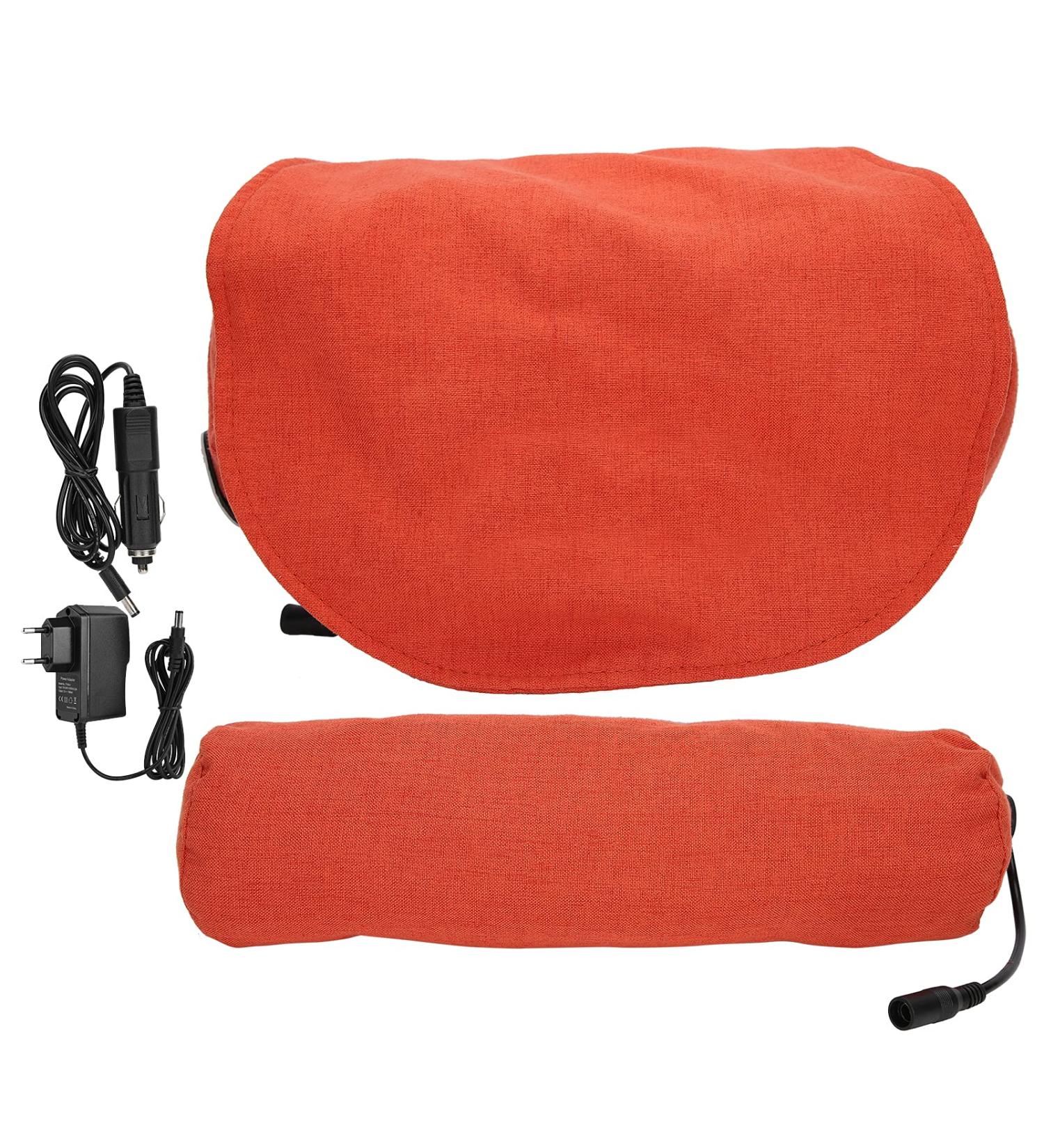 Neck Support Cushion & Back Massager - Multifunctional Cervical Pillow with Moxa Device | Rechargeable Intelligent Neck Massage (Orange) - Buy Online on GoSupps.com