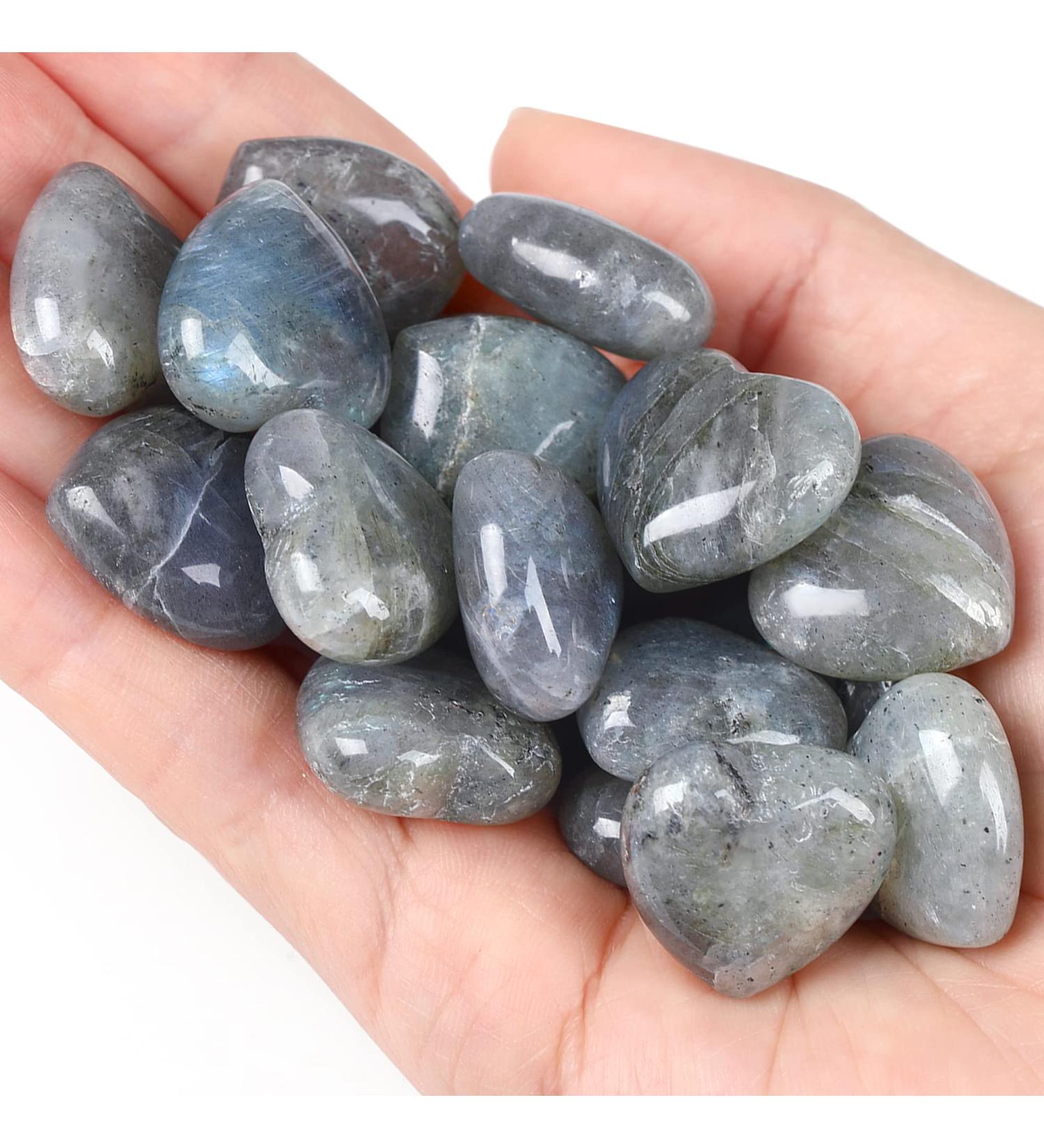 Xiannvxi 10 PC Blue Labradorite Heart Stones - Natural Polished Healing Crystals for Love & Happiness - Buy Online on GoSupps.com