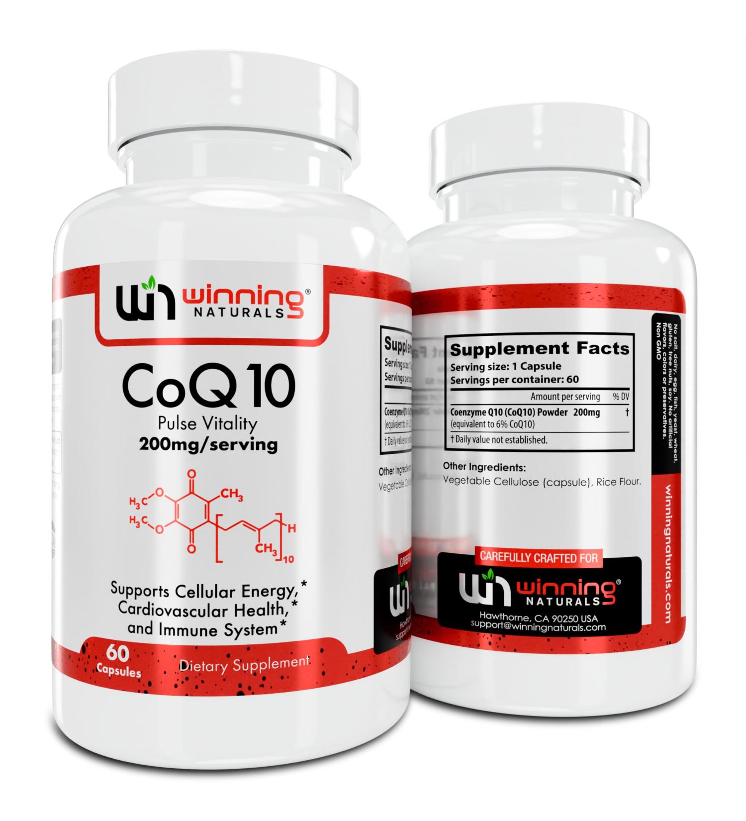 CoQ10 200mg Capsules - Antioxidant Supplement for Heart Health & Energy | 60 Count - Buy Online on GoSupps.com