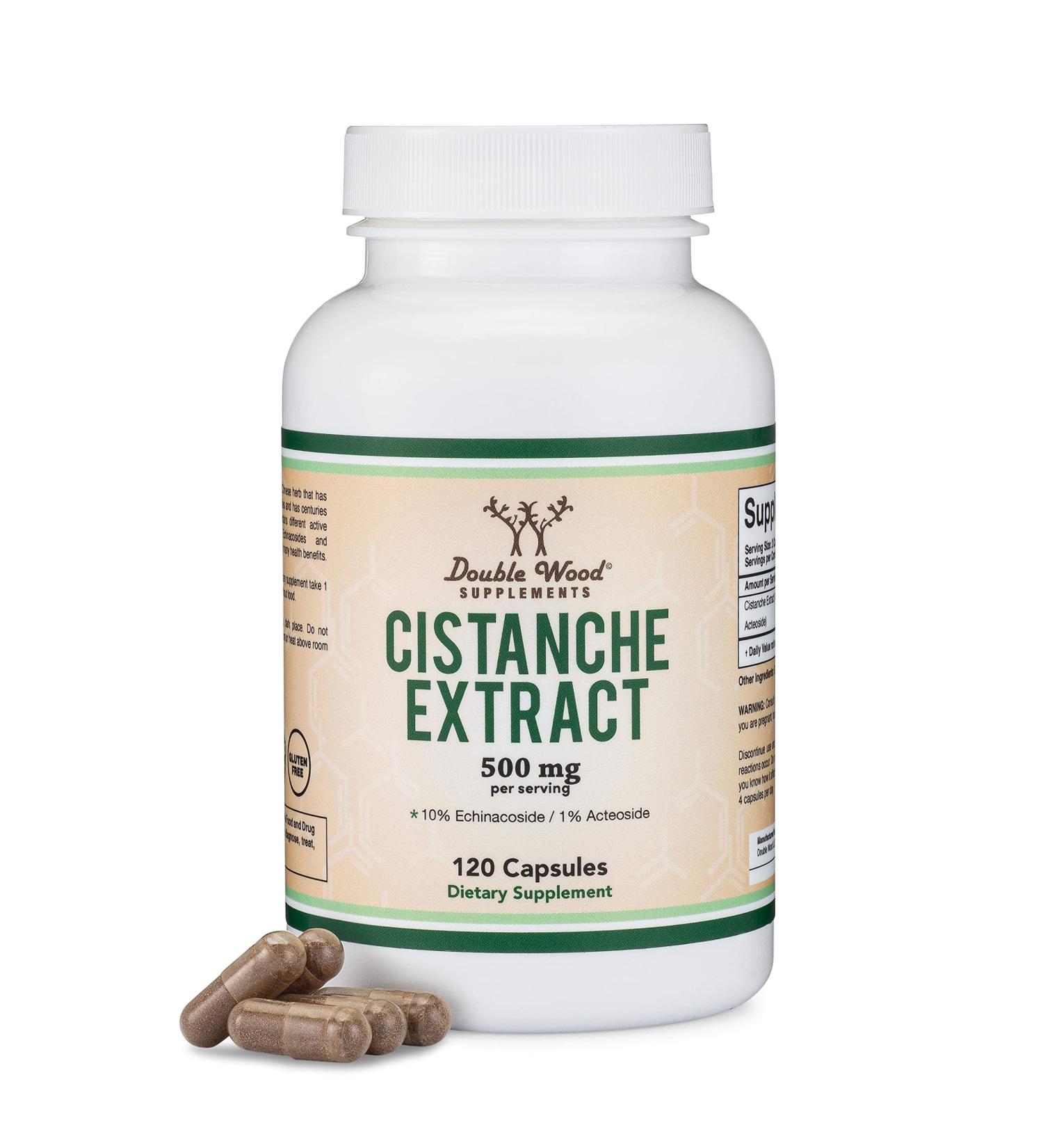 Cistanche Tubulosa Extract 500mg Per Serving (120 Capsules) Cistanche Testosterone Supplement for Men (Standardized to Contain Echinacosides and Acteosides) Non-GMO  Gluten Free by Double Wood - Buy Online on GoSupps.com