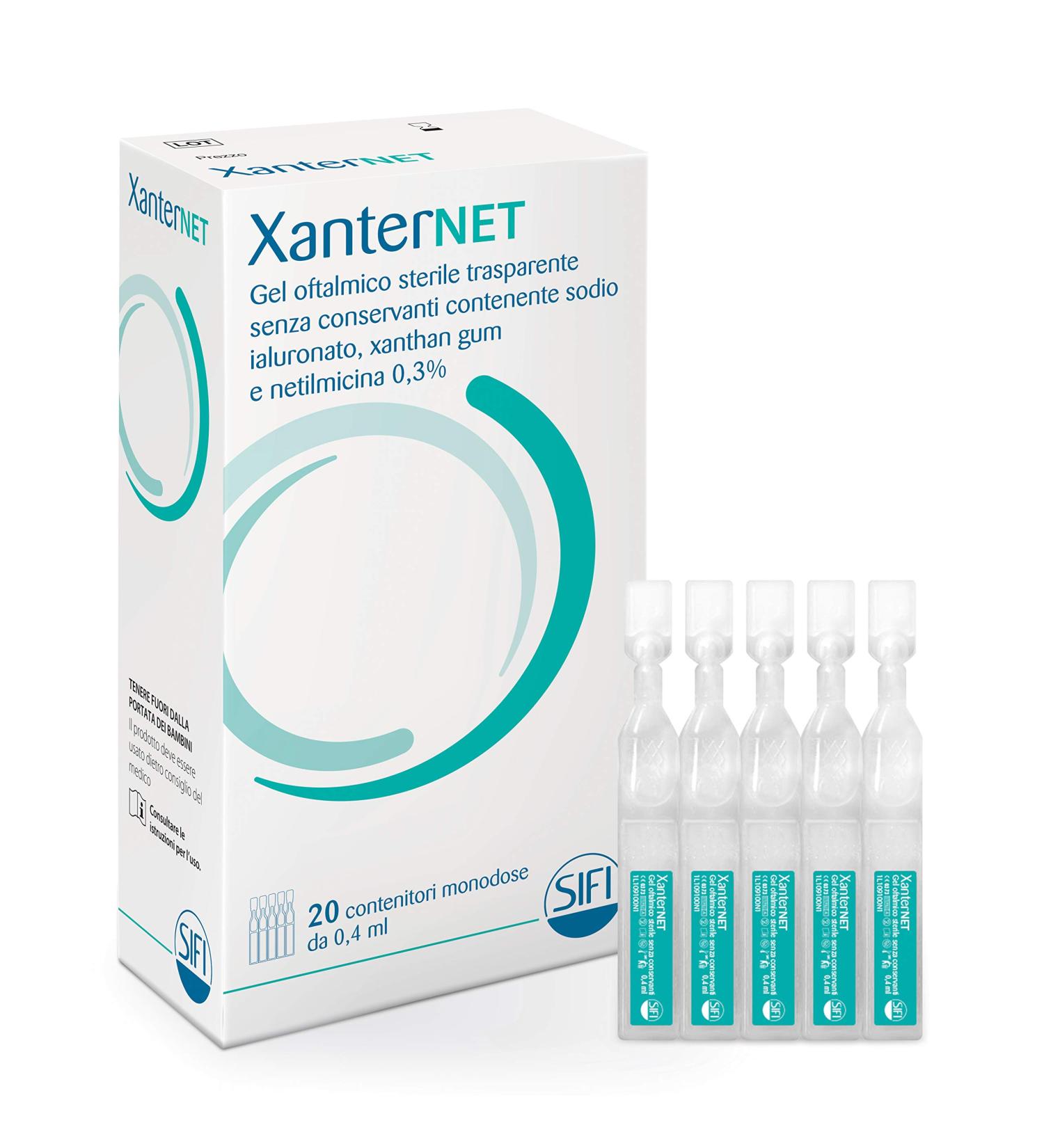 SIFI SPA XANTERNET OPHTHALMIC GEL 20 vials for a dose 04 ml White