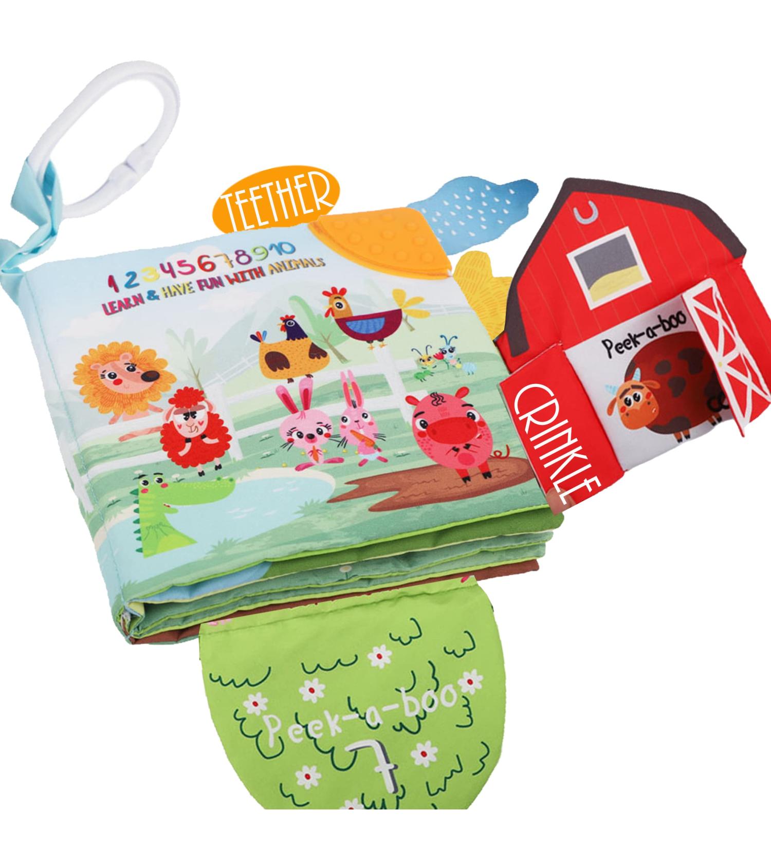 Soft Cloth Crinkle Baby Books | Touch & Feel Toys for Babies 0-6 Months to 1 Year Old | Farm Themed Book for Early Education | Baby Shower Gift - Buy Online on GoSupps.com