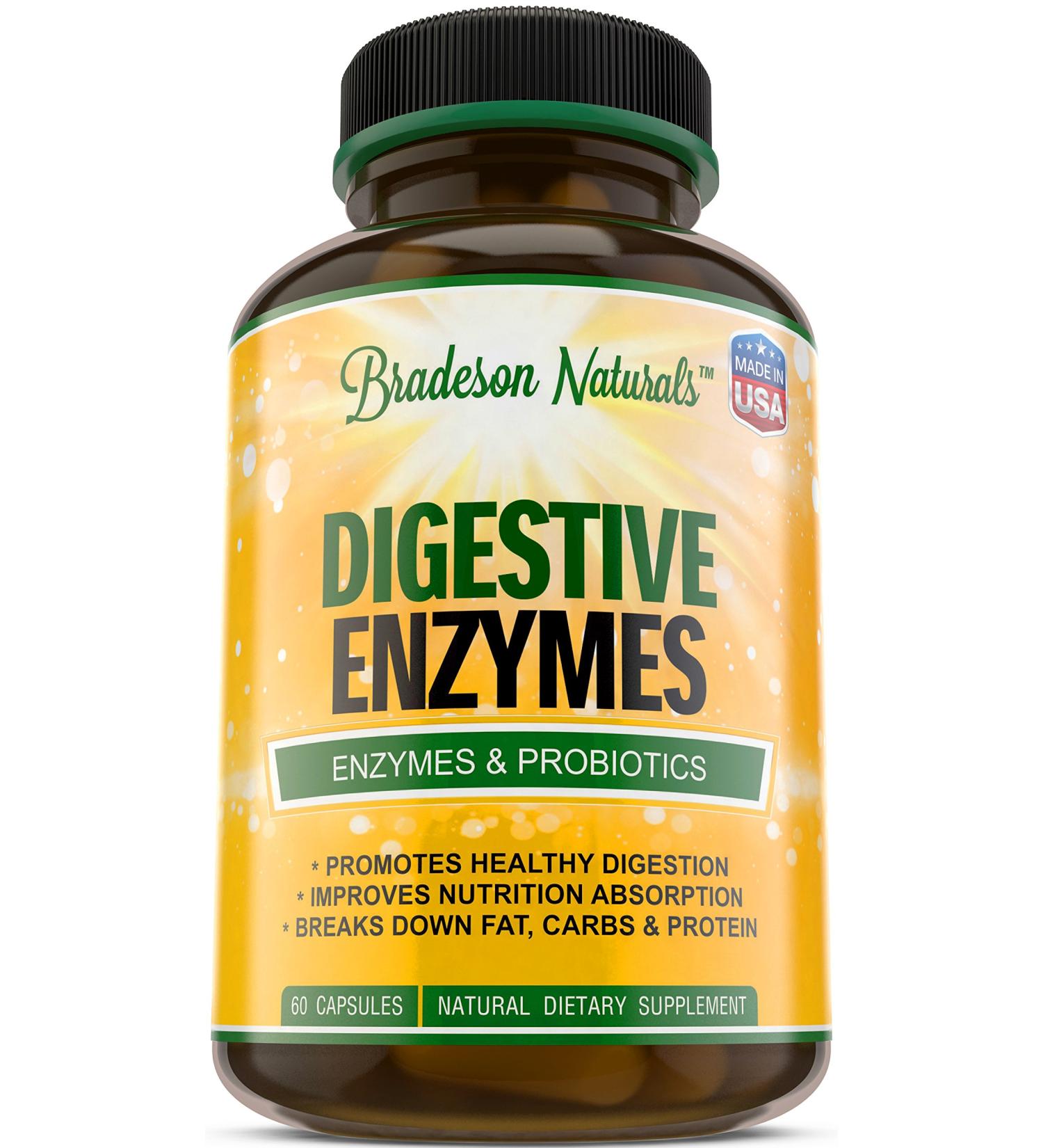 Bradeson Naturals Digestive Enzymes & Probiotics - Natural Dietary Supplement 60 Capsules - Buy Online on GoSupps.com