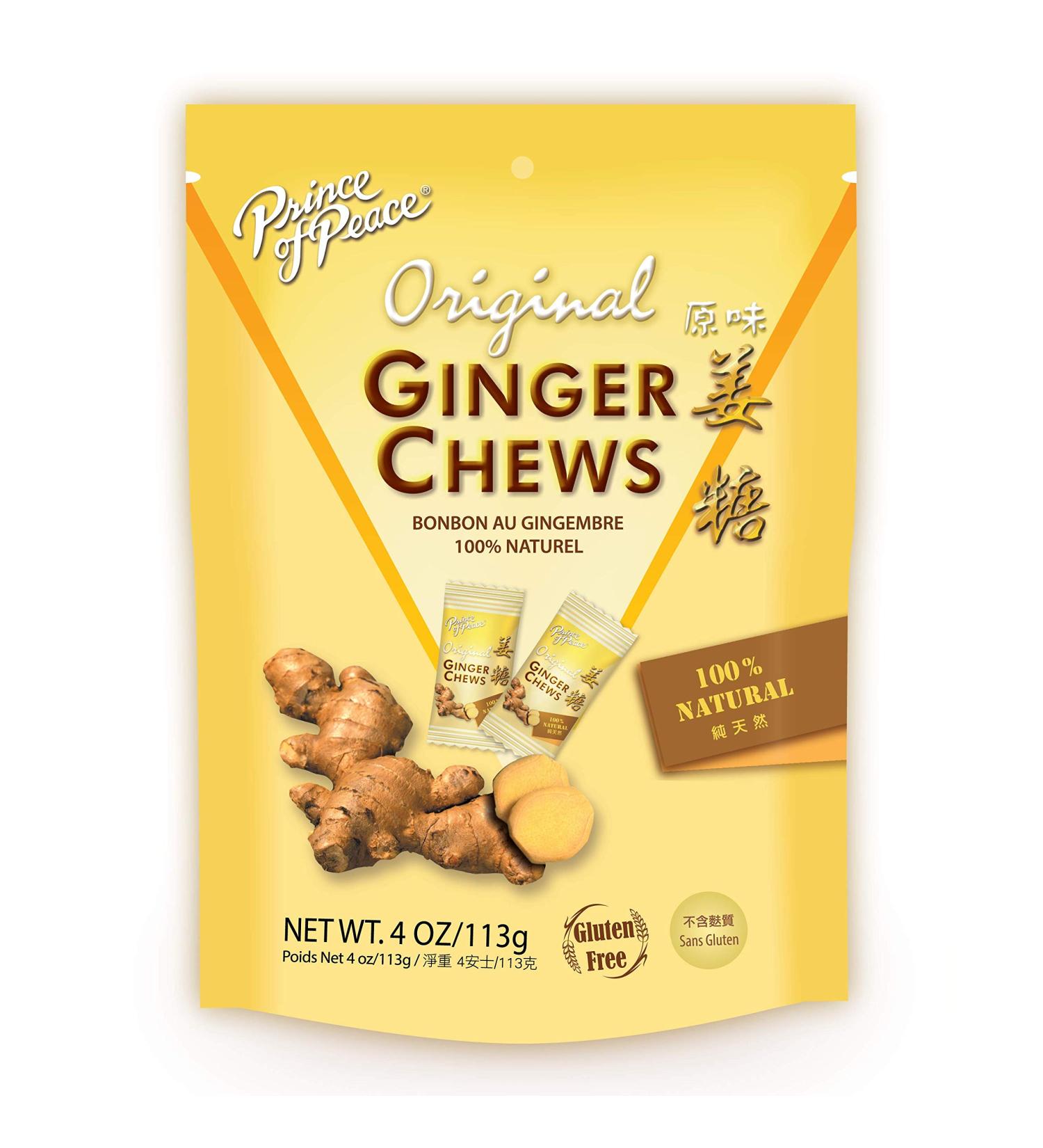 Prince of Peace Original Ginger Chews 4 oz. - Natural Candied Ginger Candy Pack - Buy Online on GoSupps.com