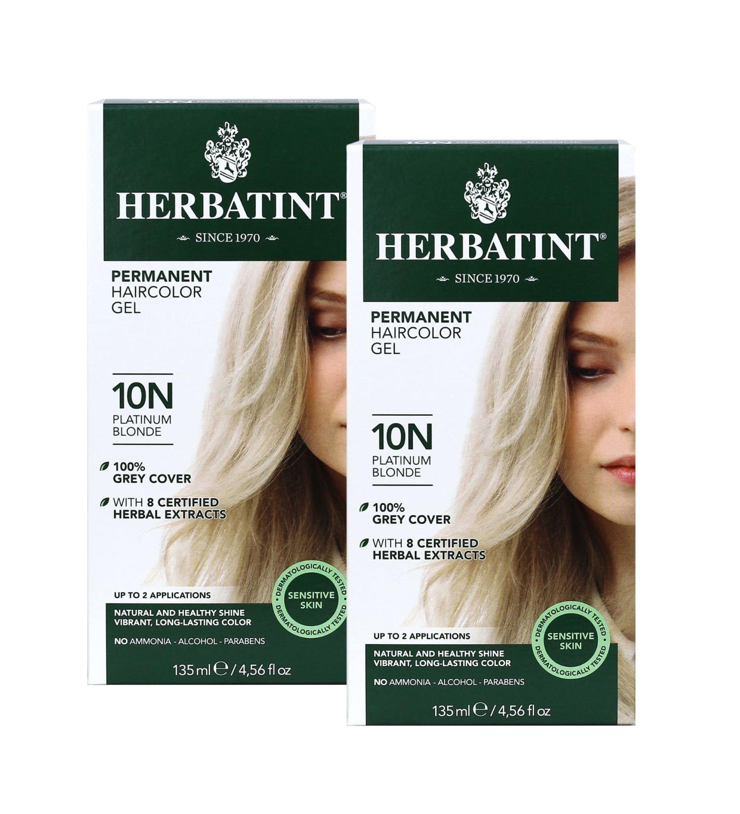 Herbatint Permanent Hair Color Gel 10N Platinum Blonde - 4.56 fl oz (135 ml) | Natural & Long-lasting - Buy Online on GoSupps.com