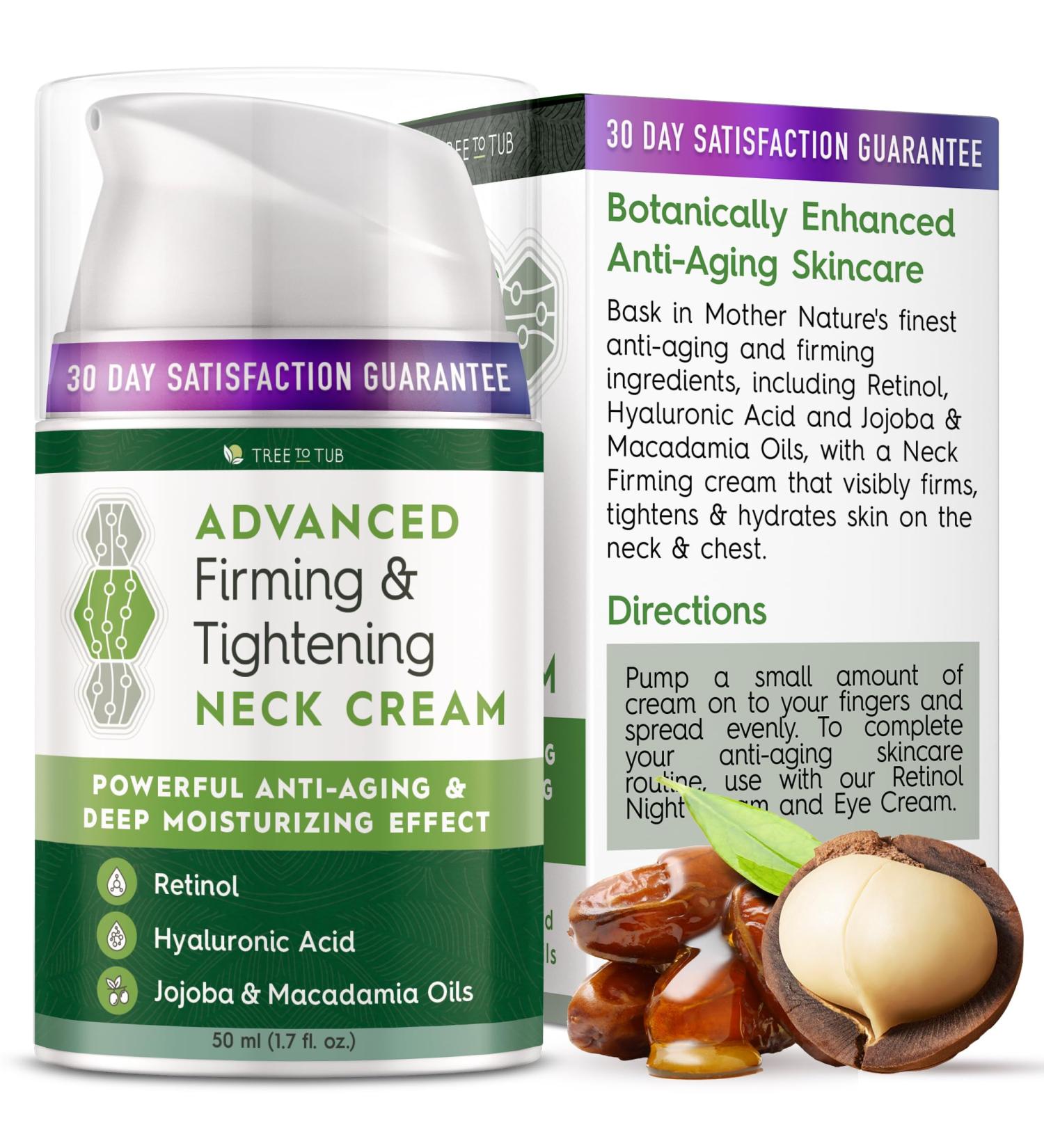 Tree to Tub Neck Firming Cream - Hydrating Neck & Chest Cream with Hyaluronic Acid & Retinol for Wrinkle Reduction | Advanced Firming Solution for Women & Men - Buy Online on GoSupps.com