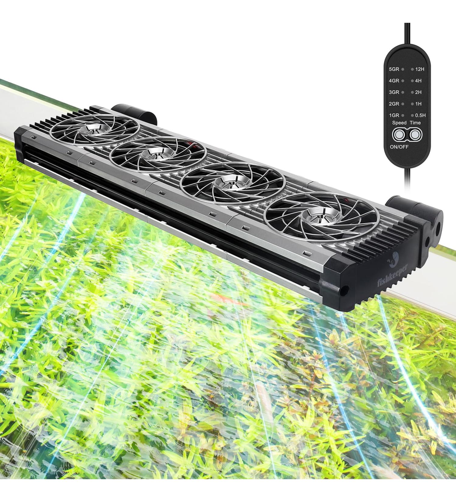 Fishkeeper Aquarium Cooler - Adjustable Air Speed & Timer | Quiet Fans for Freshwater Aquariums Up to 80cm (4 Fans 15W) - Buy Online on GoSupps.com