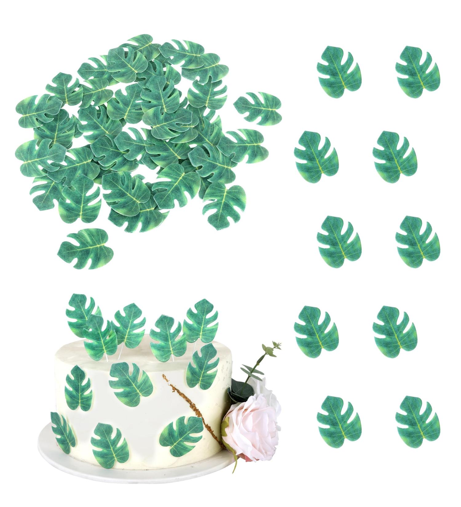 Xsstarmi 48 Pack Edible Tropical Turtle Leaves Cupcake Toppers Palm Leaf Cupcake Picks Edible Wafer Paper Leaf Cake Decorations for Jungle Summer Theme Baby Shower Wedding Birthday Party Supplies Pattern 1 - Buy Online on GoSupps.com
