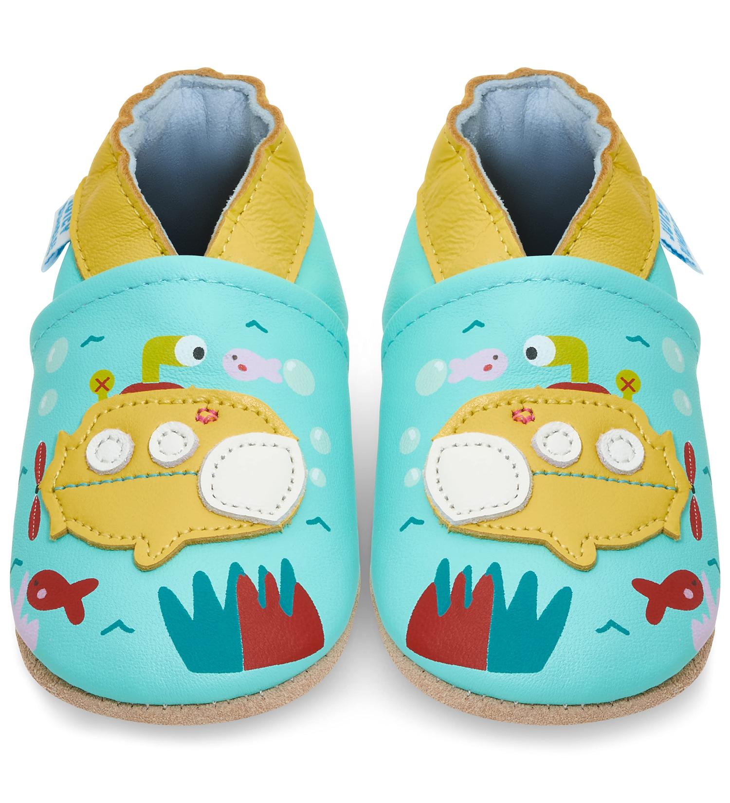 Soft Sole Leather Baby Shoes for Boys and Girls | Toddler Walking Shoes 0-6 Months - Submarine Design - Buy Online on GoSupps.com
