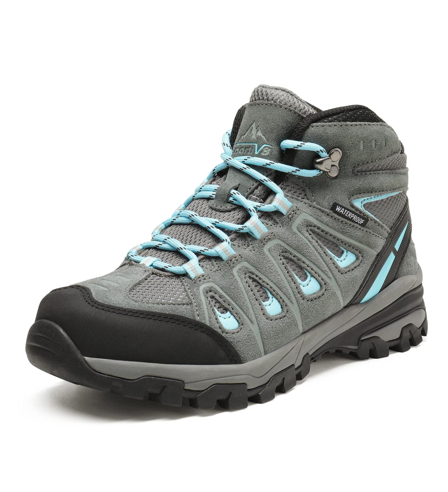NORTIV 8 Women s Waterproof Hiking Boots Grey Blue Outdoor Trekking Camping Shoes