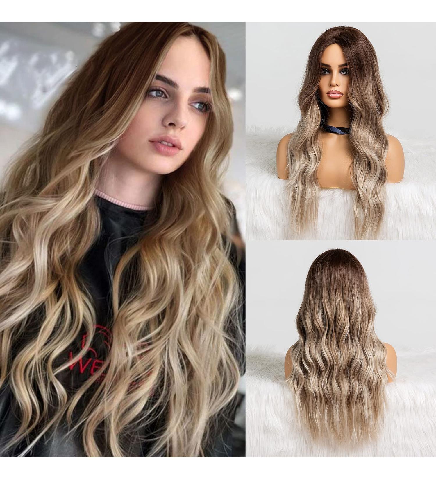 Shop Haircube Ombre Blonde Wigs for Women | 26 Heat-Resistant Synthetic Wigs with Dark Root | Perfect for Everyday Parties & Cosplay - Buy Online on GoSupps.com