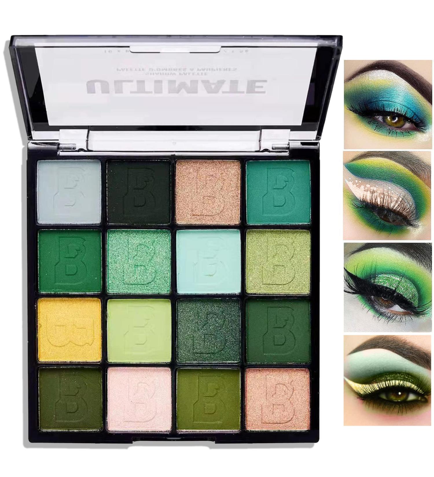 16-Color Green Eyeshadow Palette | Shimmer & Matte | Long-Wear, Waterproof & Highly Pigmented | Professional Eye Makeup Palette - Buy Online on GoSupps.com