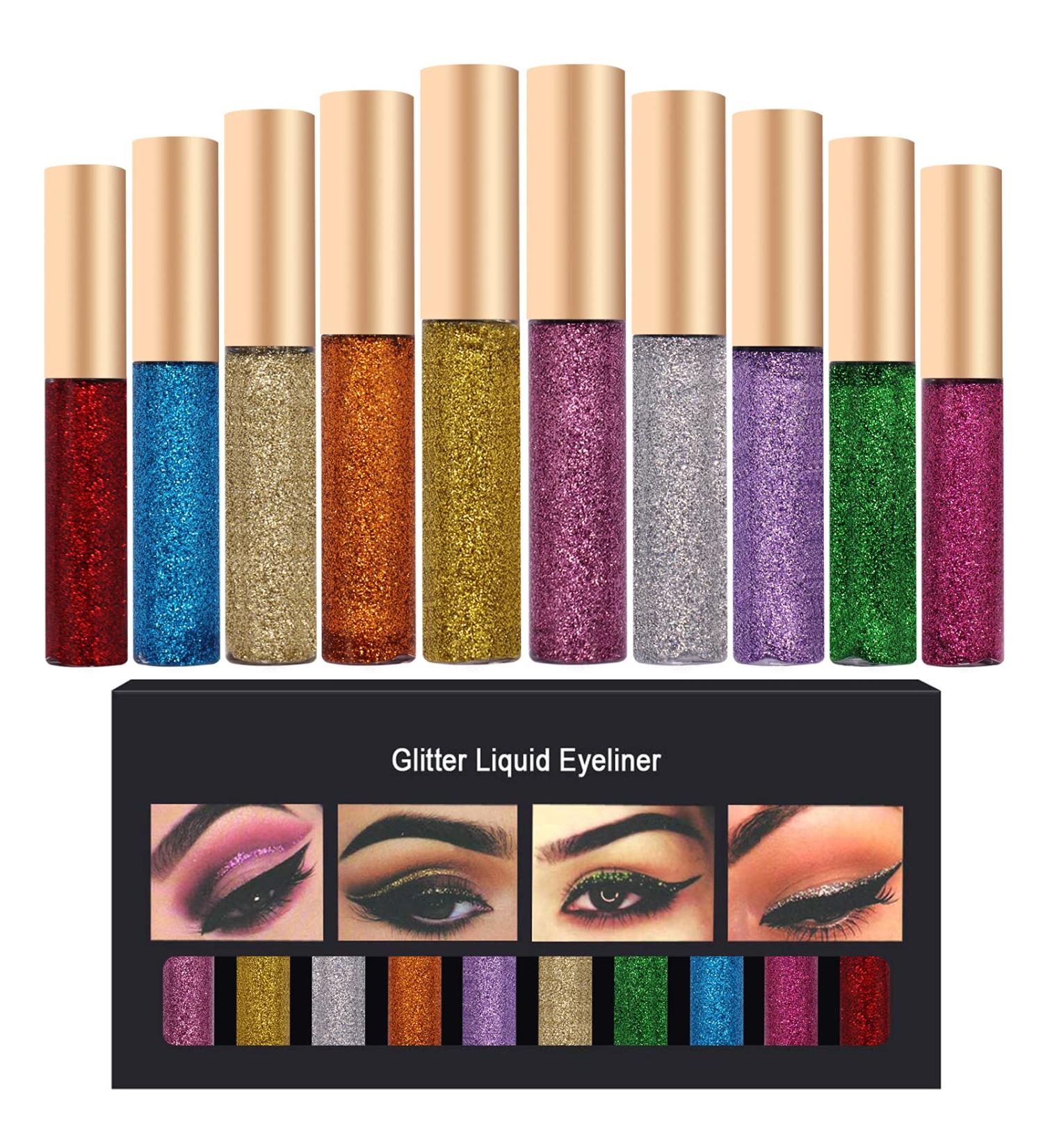 Shop 10 Color Glitter & Waterproof Liquid Eyeliner Set | Perfect for Cosplay & Makeup | International Shipping Available - Buy Online on GoSupps.com