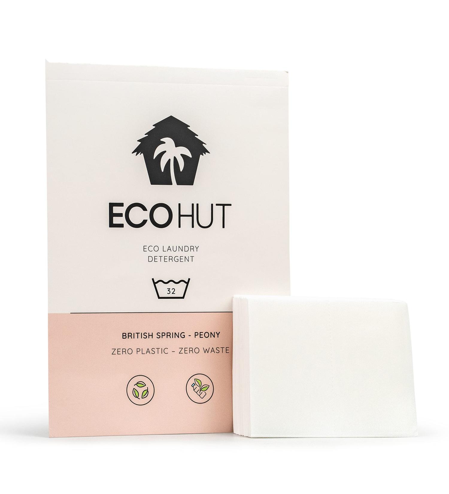 EcoHut Laundry Sheets - Non Bio Laundry Detergent Sheets - 32 to 64 Loads- Laundry Sheets Detergent - Eco Laundry Detergent UK - Travel Laundry Detergent - Laundry Strips Peony 32 Count (Pack of 1) - Buy Online on GoSupps.com