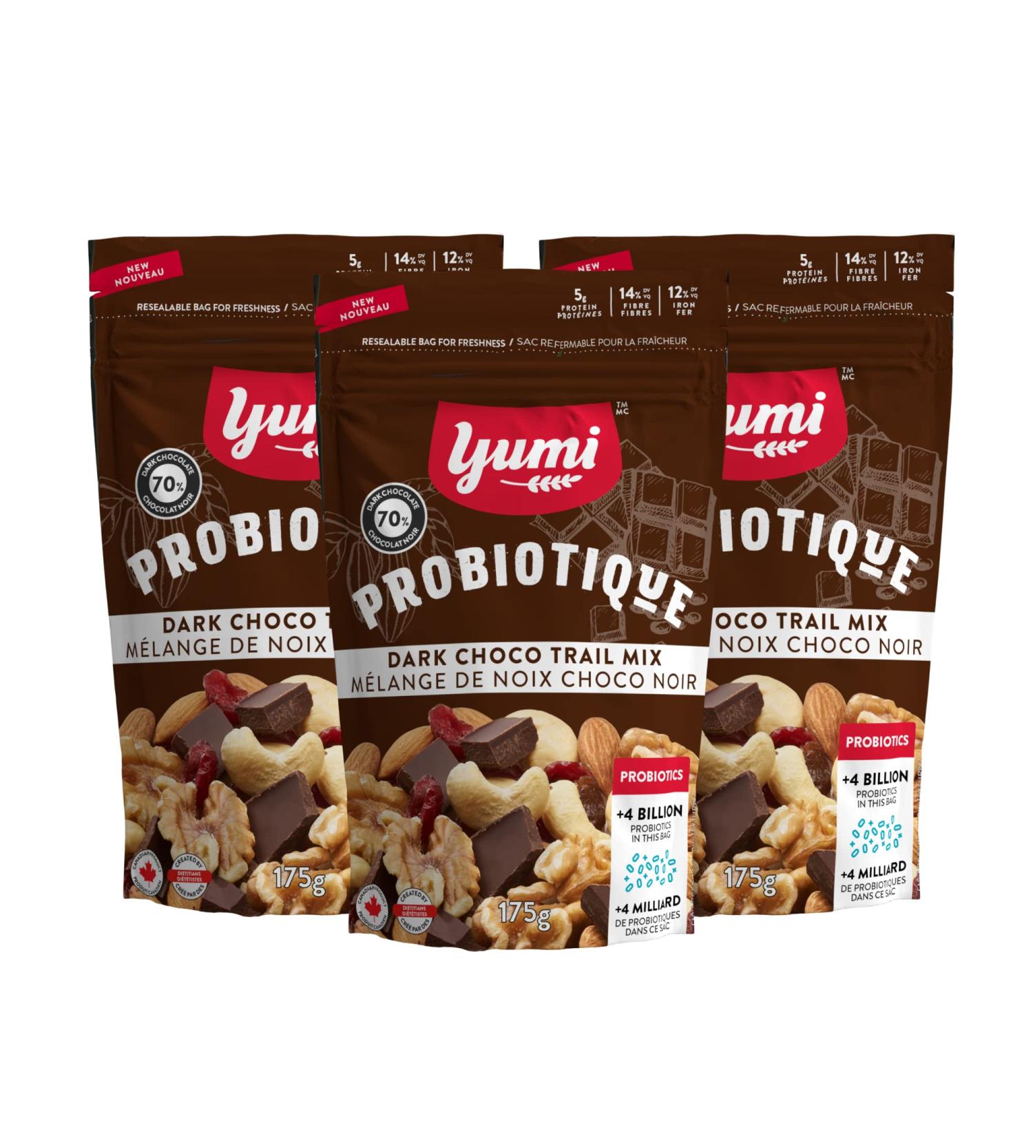 Yumi Probiotique Dark Choco Trail Mix 1 Billion probiotics per serving (3 pack) - Buy Online on GoSupps.com