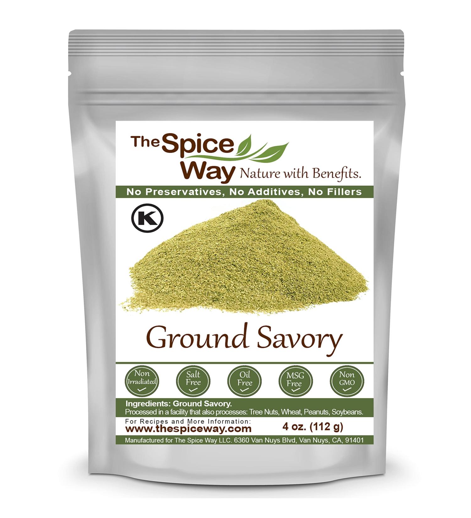 The Spice Way Ground Savory - 4 oz Resealable Bag - Premium Quality Savory Spice for Culinary Delights - Buy Online on GoSupps.com