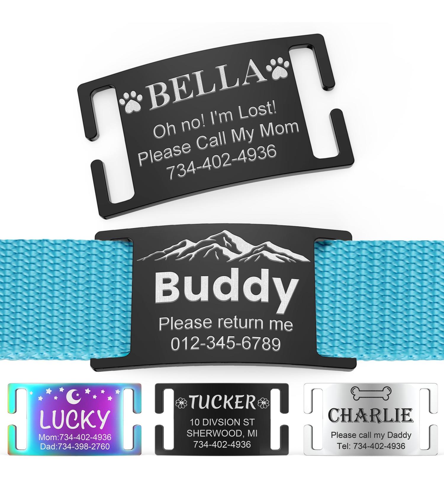 Personalized Yehanti Dog Brand - Engraved Stainless Steel Pet Tags for Dogs & Cats | Custom Name Phone & Address | Fits 10mm Collar (Black) - Buy Online on GoSupps.com