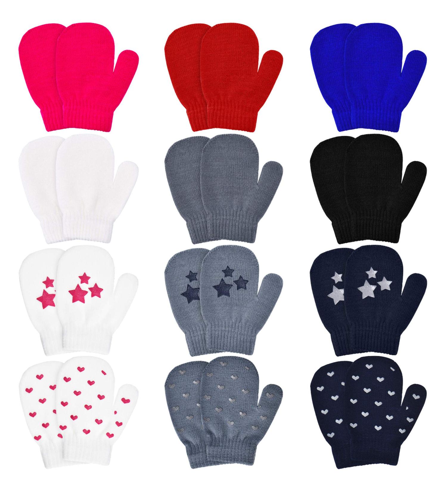 Syhood Toddler Knitted Gloves - 12 Pairs Full Finger Mittens for Winter, Unisex Baby Boys and Girls, Christmas Gift - Buy Online on GoSupps.com