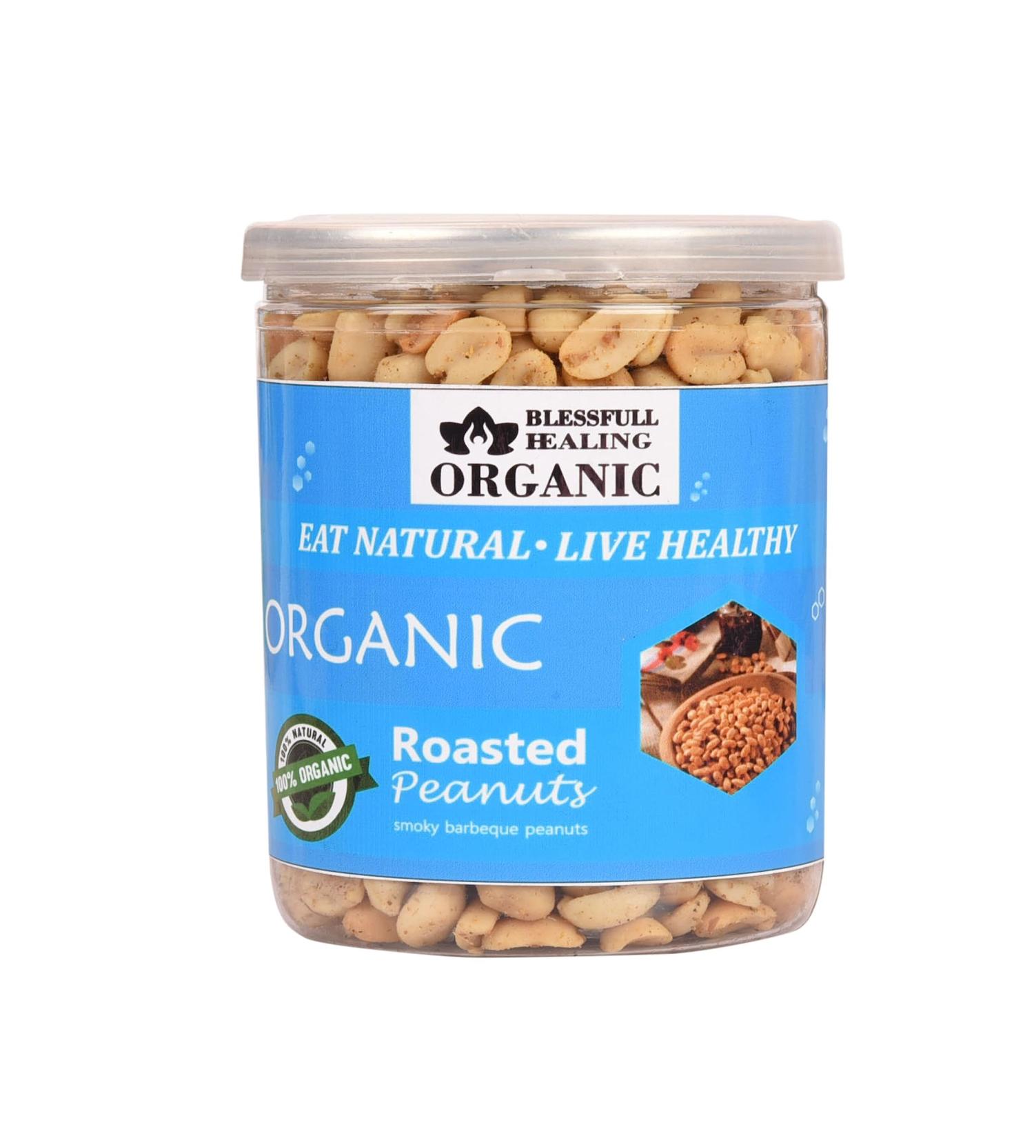 Blessfull Healing Organic Natural Vegan Smoky Barbeque Roasted Peanuts Crunchy Healthy Snacks 300 Gram - Buy Online on GoSupps.com