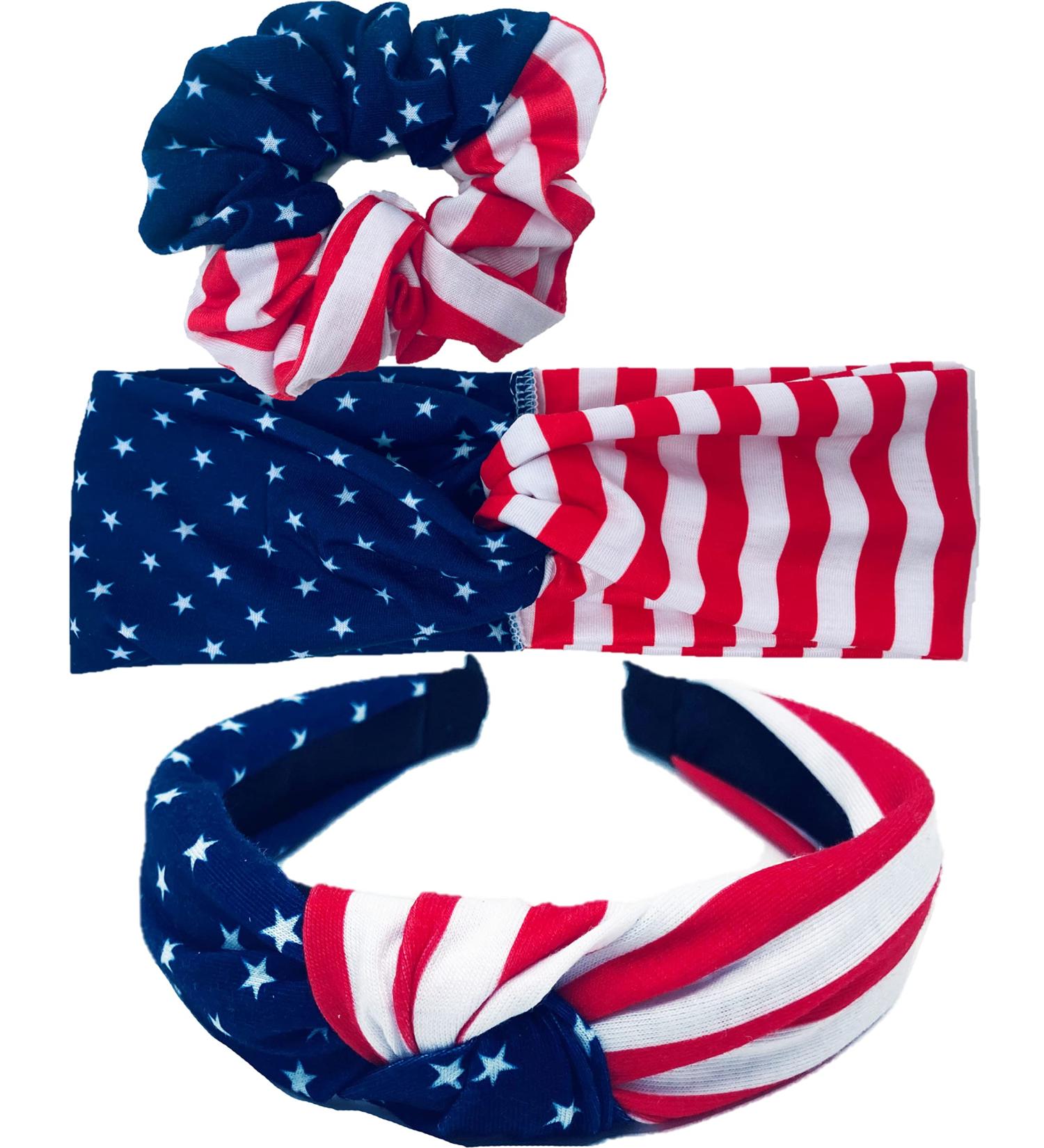 Shimmer Anna Shine Patriotic American Flag Twist Headband | USA Flag Headband - Buy Online on GoSupps.com