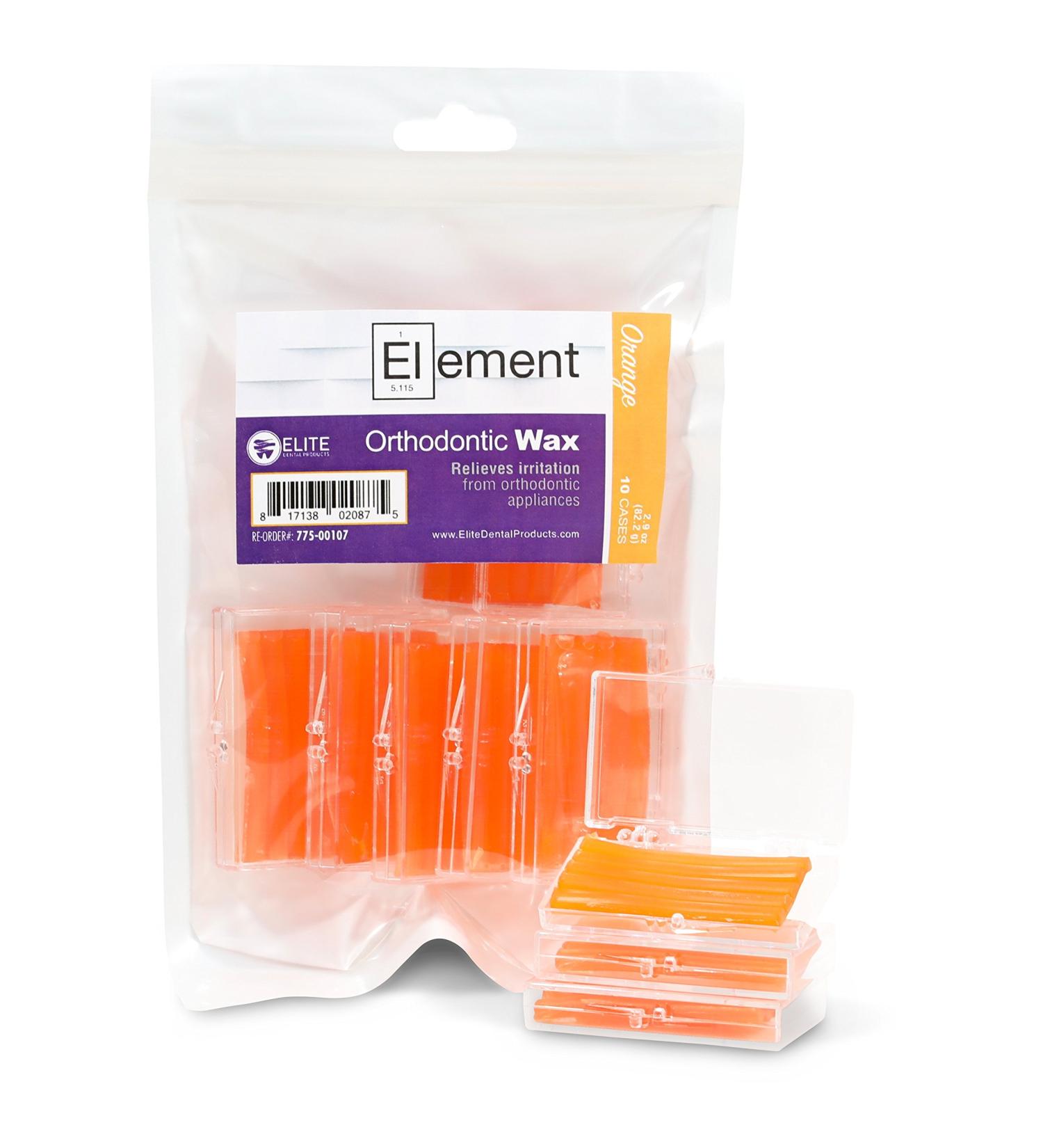 Element Dental Orthodontic Wax - Premium Orthodontic Wax Strips Storage Case Included Food Grade Ortho Brace Wax (Pack of 10 Orange/Orange) Orange/Orange Pack of 10