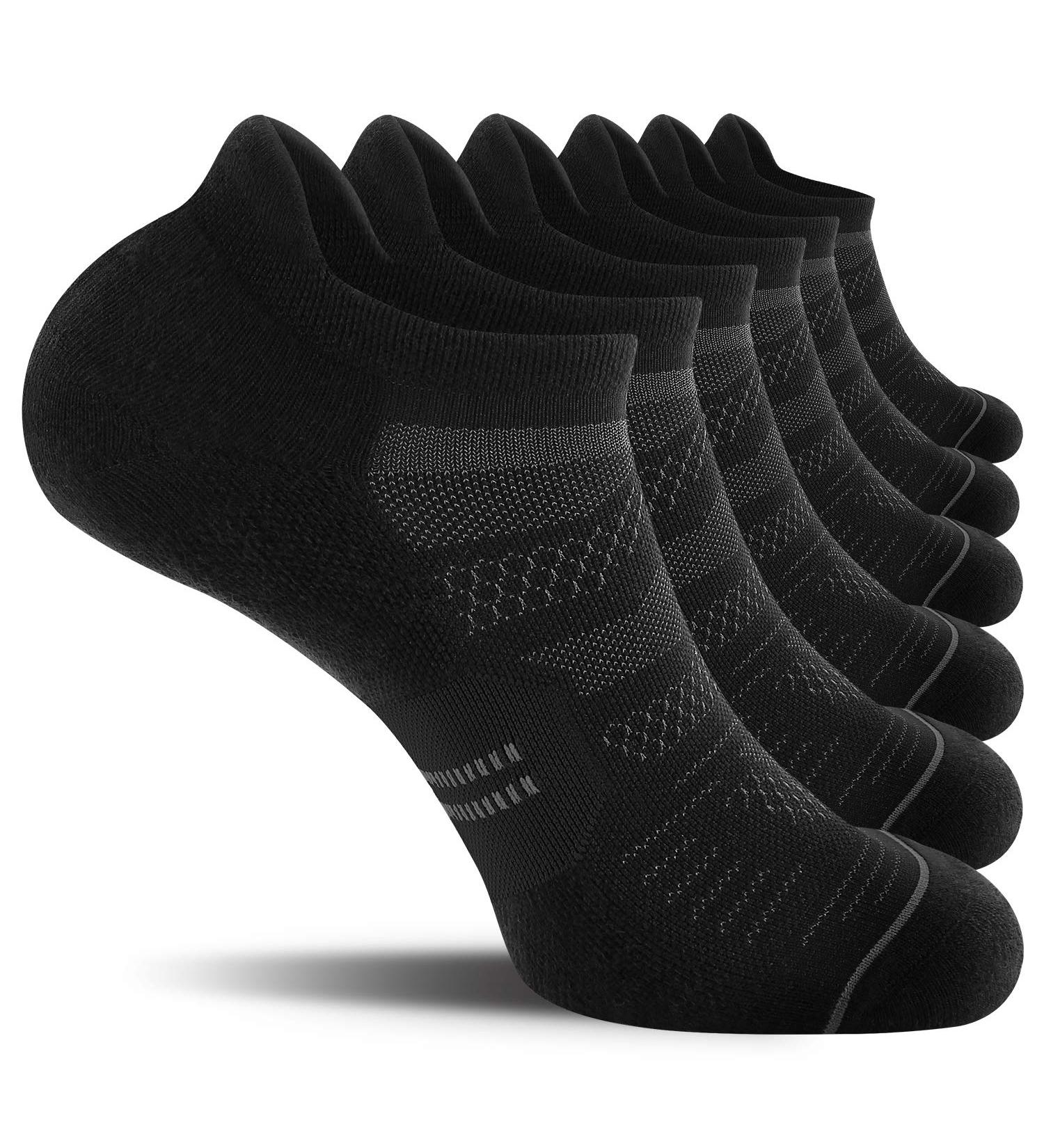 6 Pack Men's Running Ankle Socks | Cushioned Low Cut Athletic Sport Tab Socks - Black (Large) - Buy Online on GoSupps.com