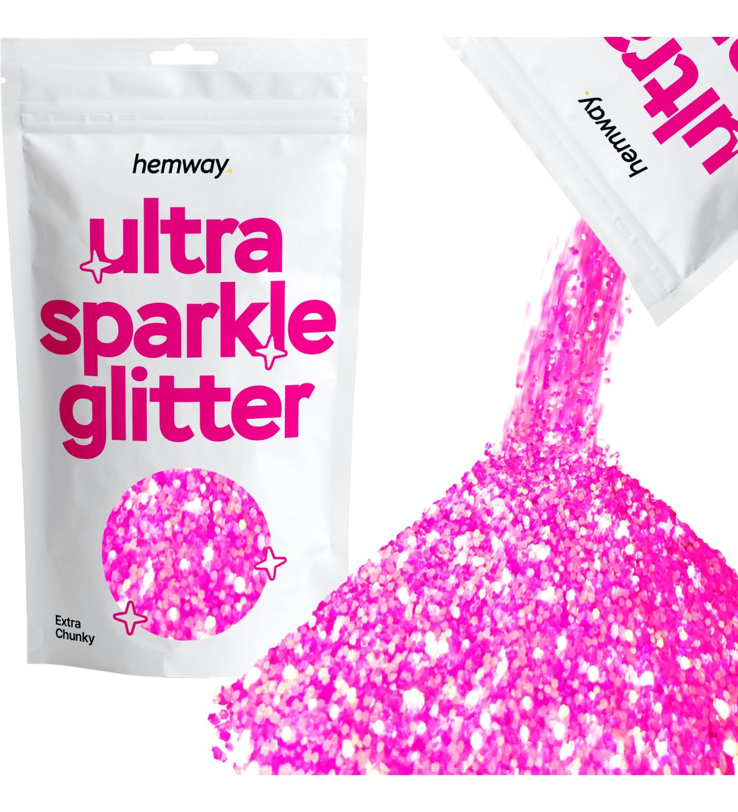 Hemway Extra-Chunky Baby Pink Glitter 100g - Cosmetic Safe Iridescent 1mm Crafting Glitter for DIY Art Projects - Buy Online on GoSupps.com
