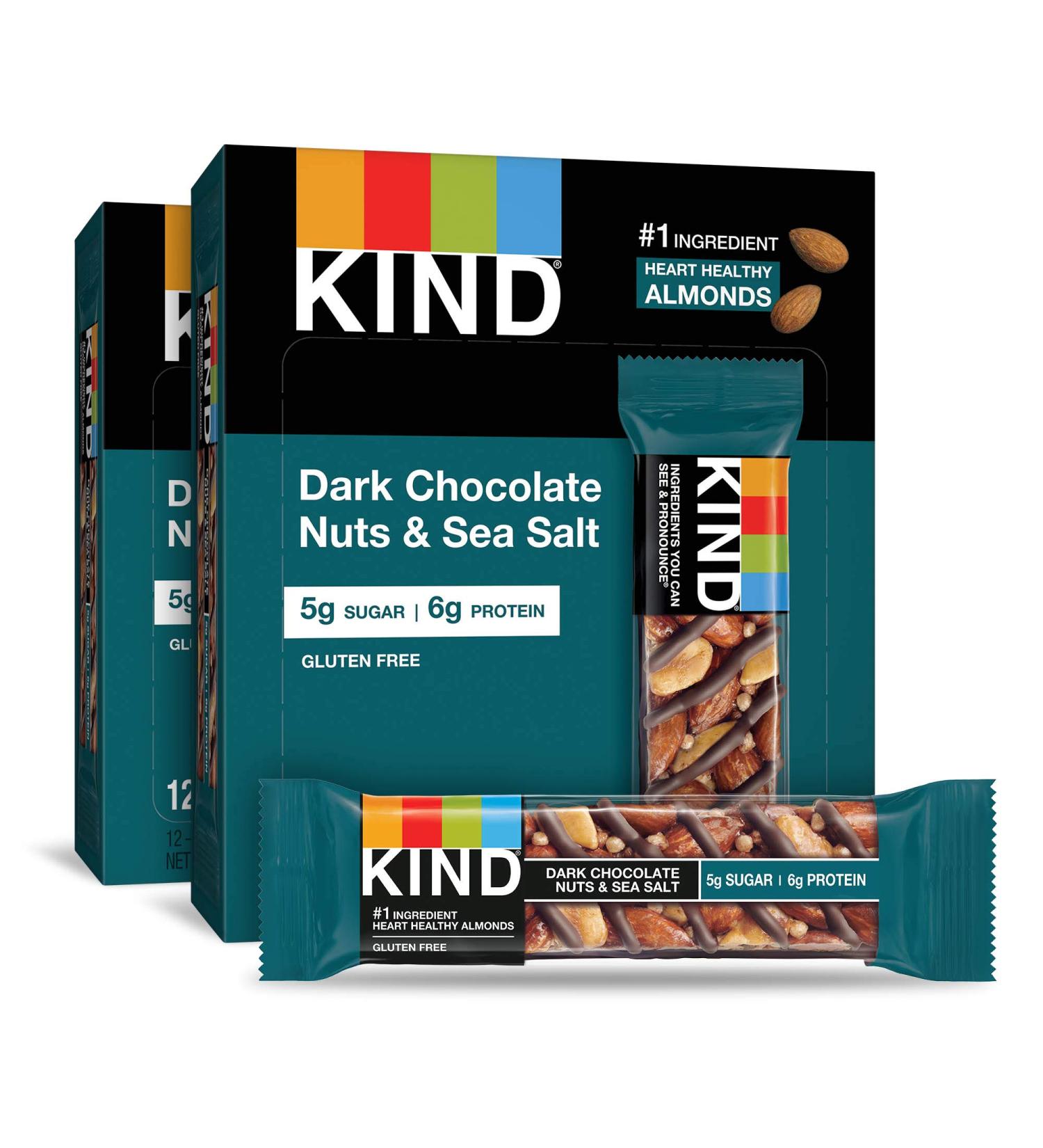 Buy KIND Dark Chocolate Nuts & Sea Salt Bars - Gluten Free, 24 Count (1.4 oz Each) - Buy Online on GoSupps.com