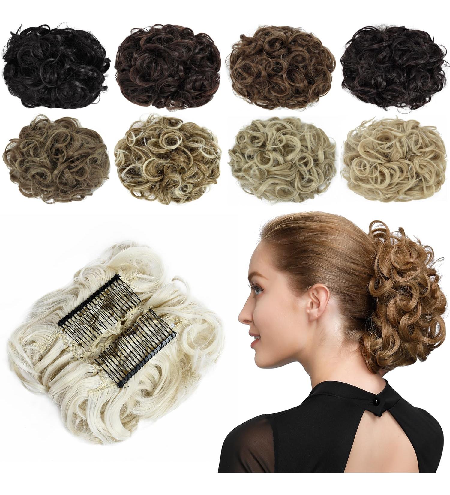 Yamel Cream Blonde Chignon Hairpiece | Curly Bun Scrunchie Extensions for Women - Buy Online on GoSupps.com