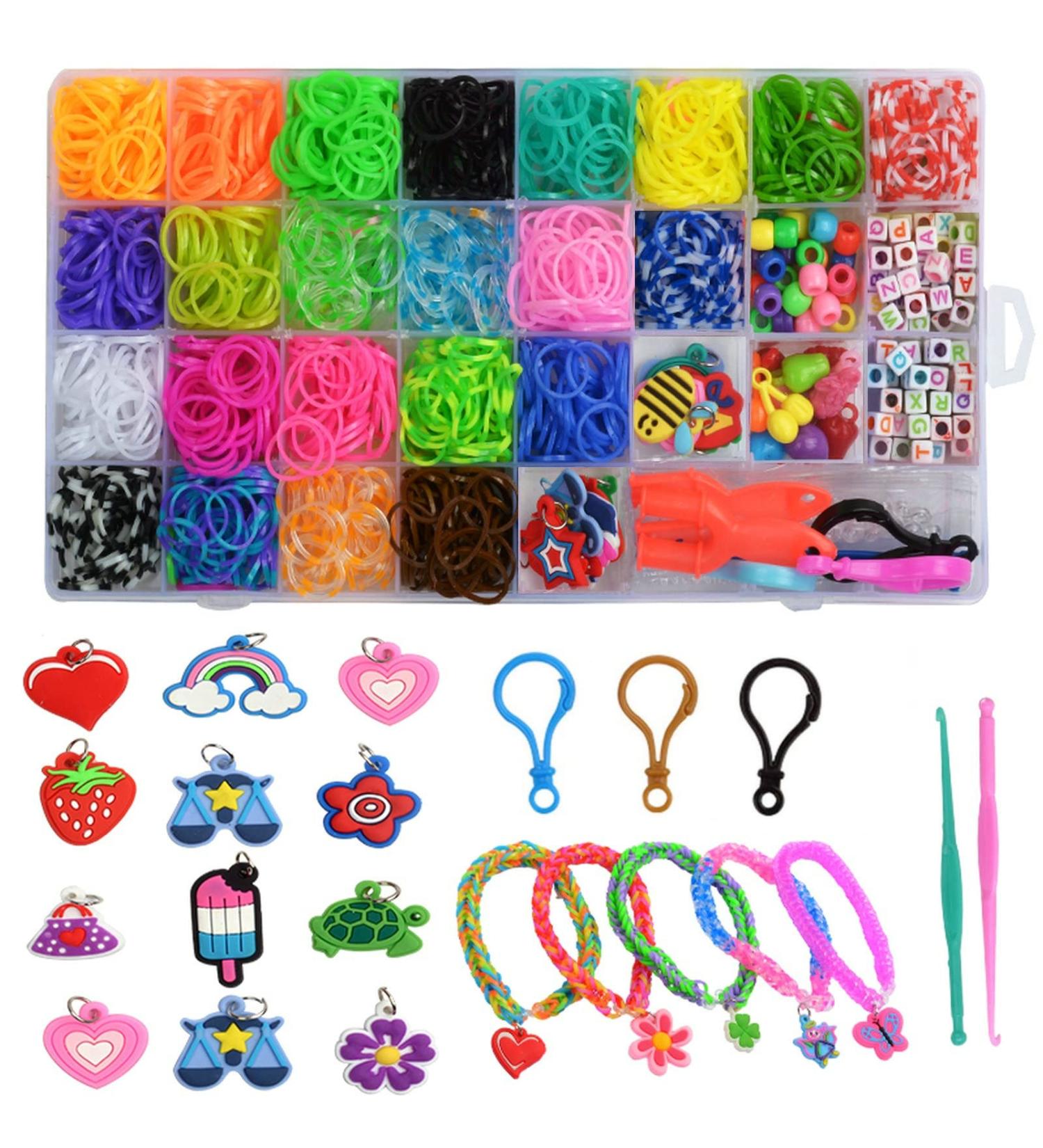 Xtieksh Rubber Band Bracelet Kit - Loom Bracelet Making Set for Kids with Refill Bands - Girls Birthday Gifts - Buy Online on GoSupps.com