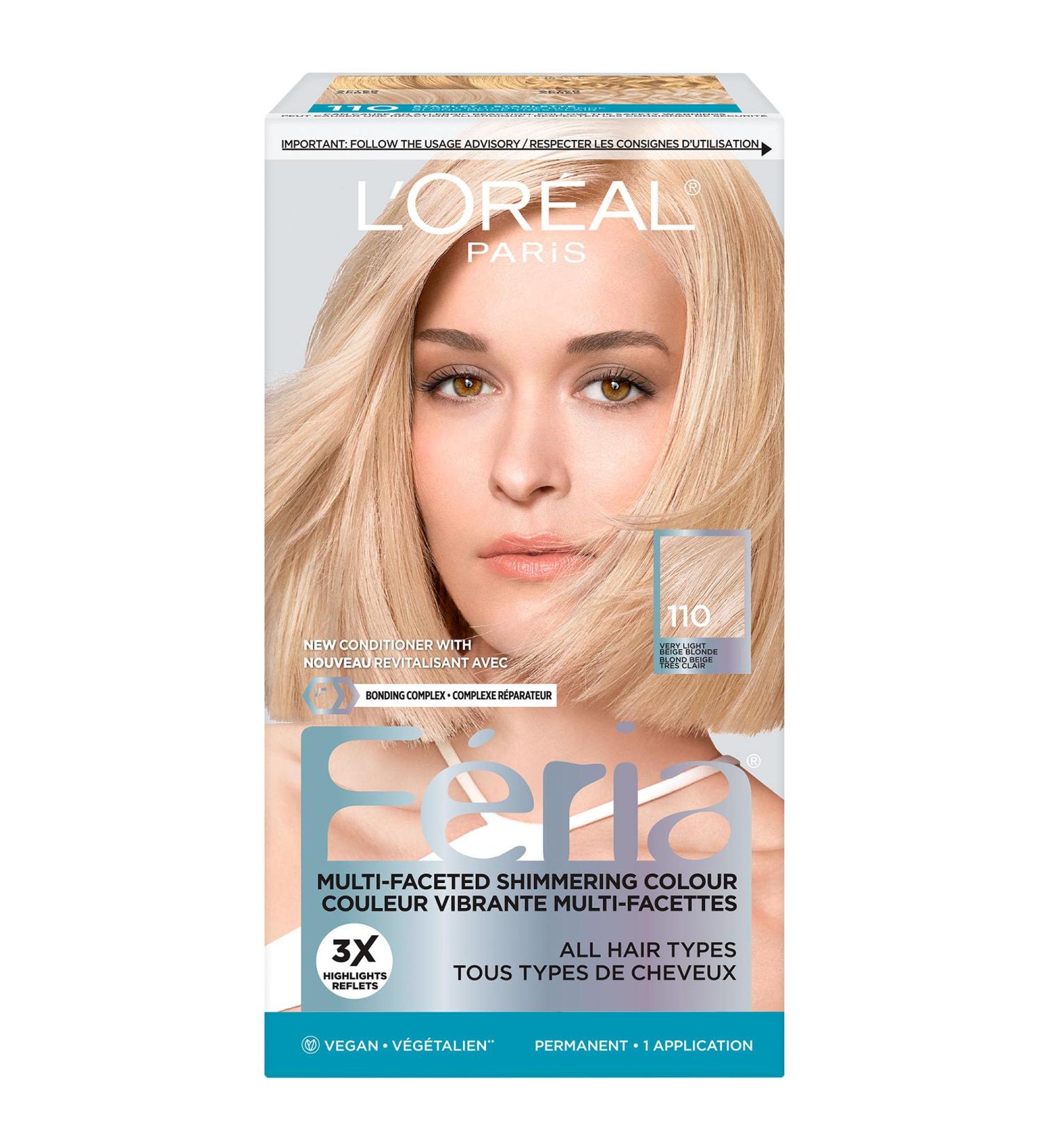 L Or al Paris Feria Multi-Faceted Shimmering Permanent Hair Dye 110 Very Light Beige Blonde Permanent Hair Color for Long Lasting Hair Dye with Bonding Complex Conditioner Pack of 1 - Buy Online on GoSupps.com