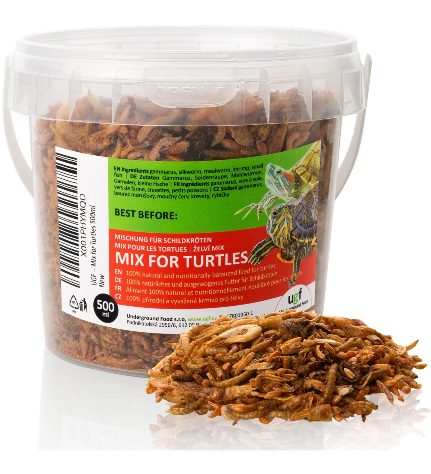 Buy UGF Universal Turtles Food Mix - 500ml Balanced Diet for Water Turtles with Gammarus Silk Caws Mealworms Shrimp & Dried Fish - Buy Online on GoSupps.com