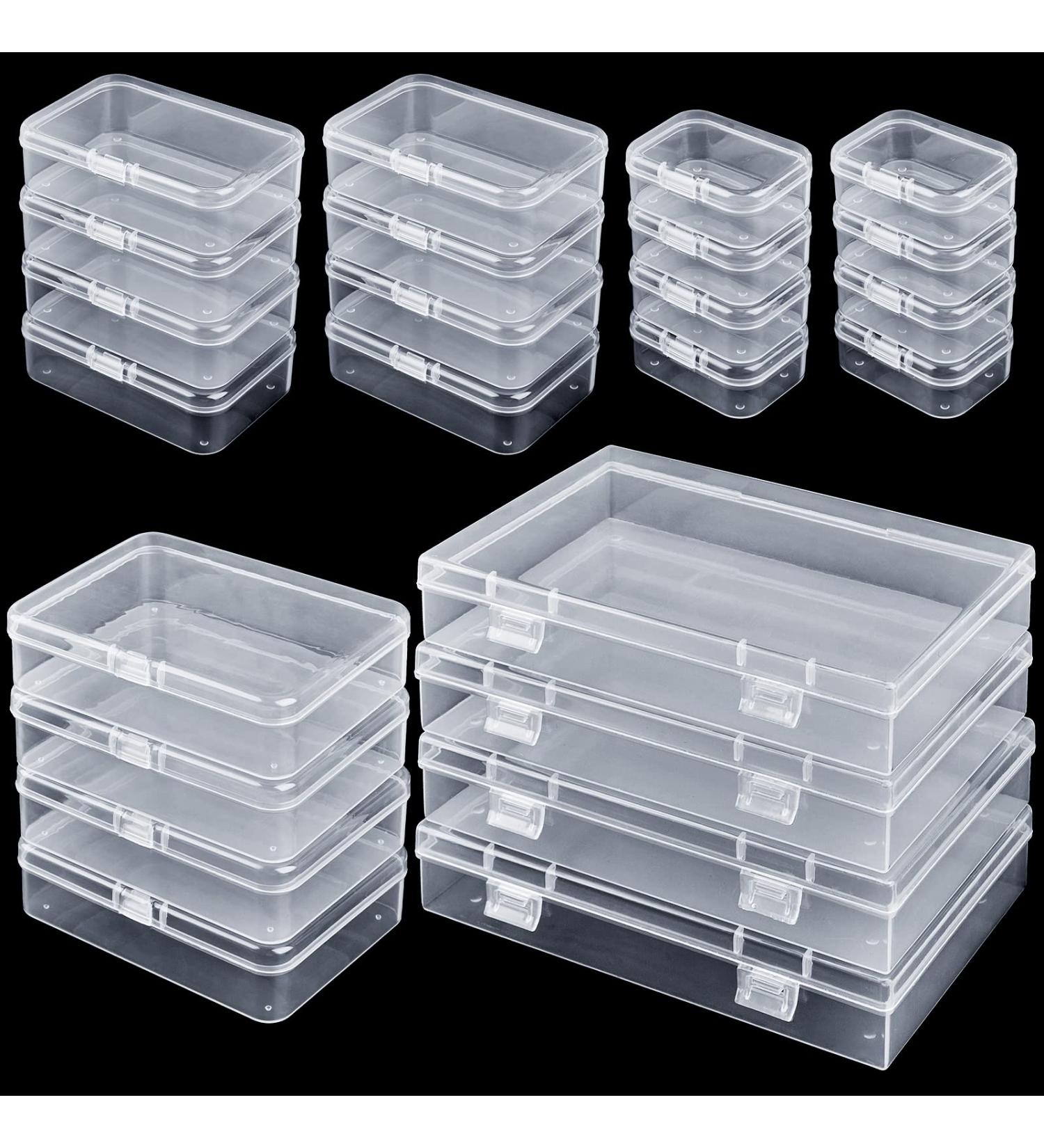 Clear plastic storage boxes with hinged lids sale