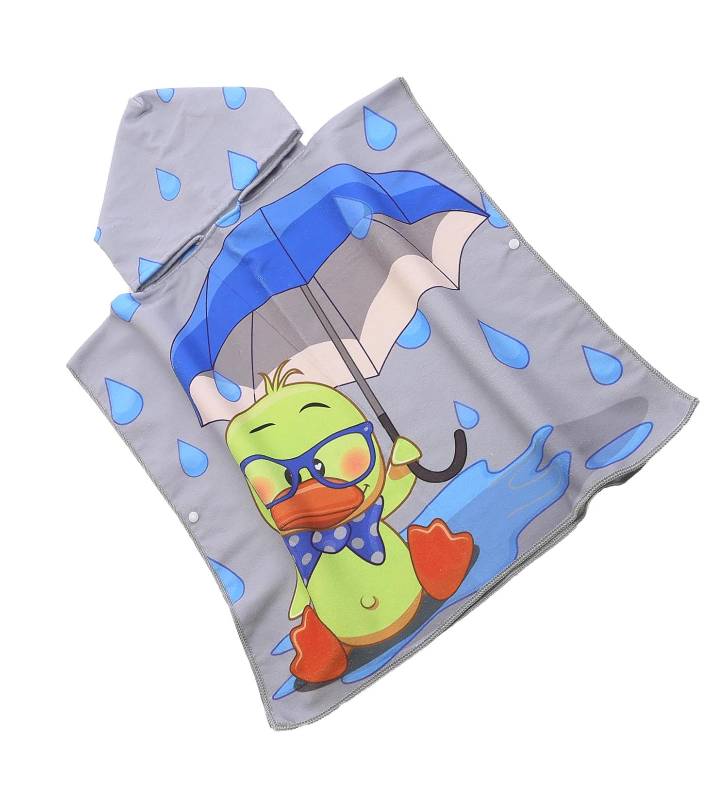 FEBE Bath Poncho Children Bath Towel With Hood Bathrobe for Toddler Duckling