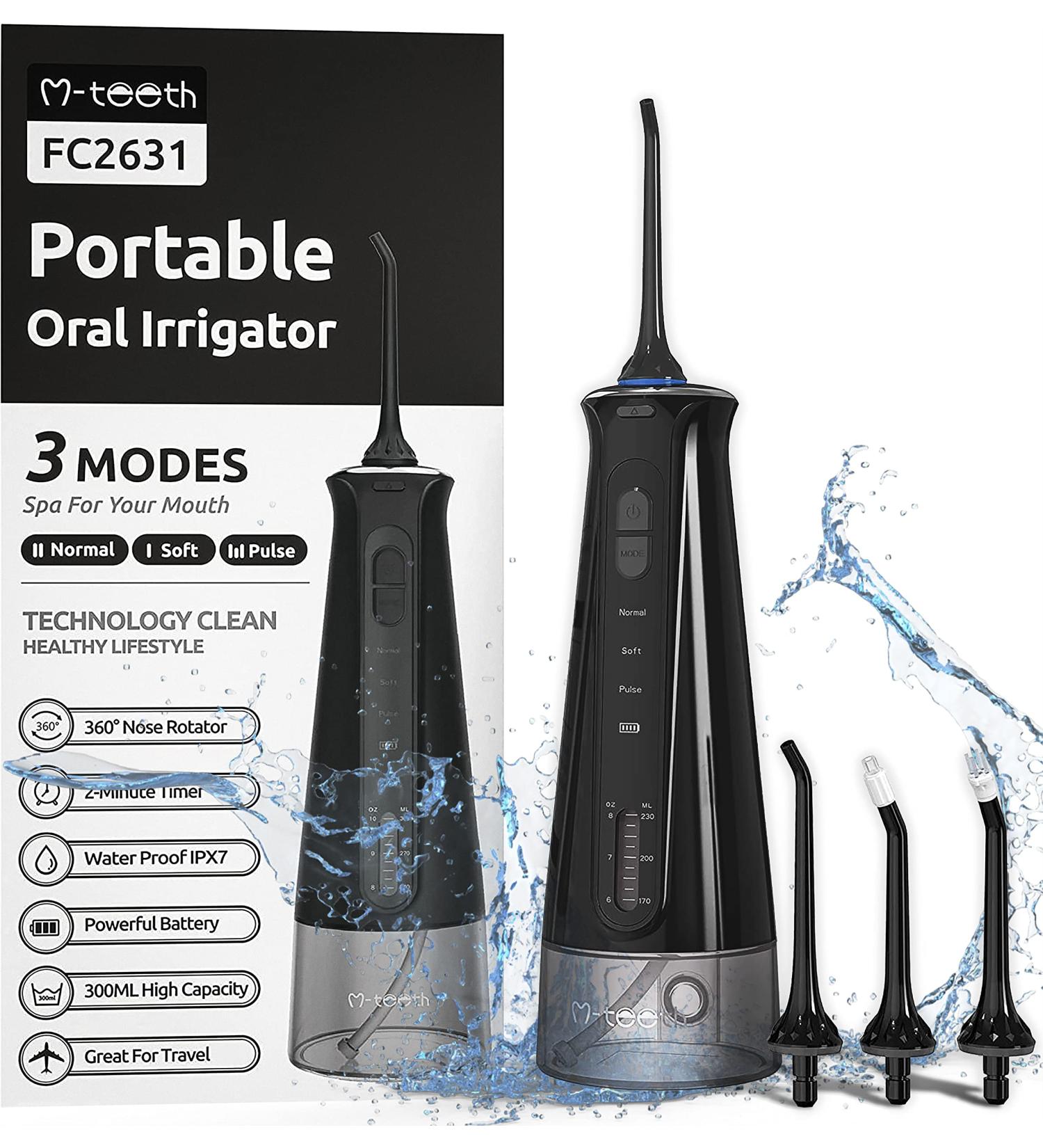 Water Flosser Cordless - Rechargeable Dental Oral Irrigator with 3 Modes 4 Jet Tips & 300ml Tank IPX7 Waterproof for Home & Travel - Buy Online on GoSupps.com