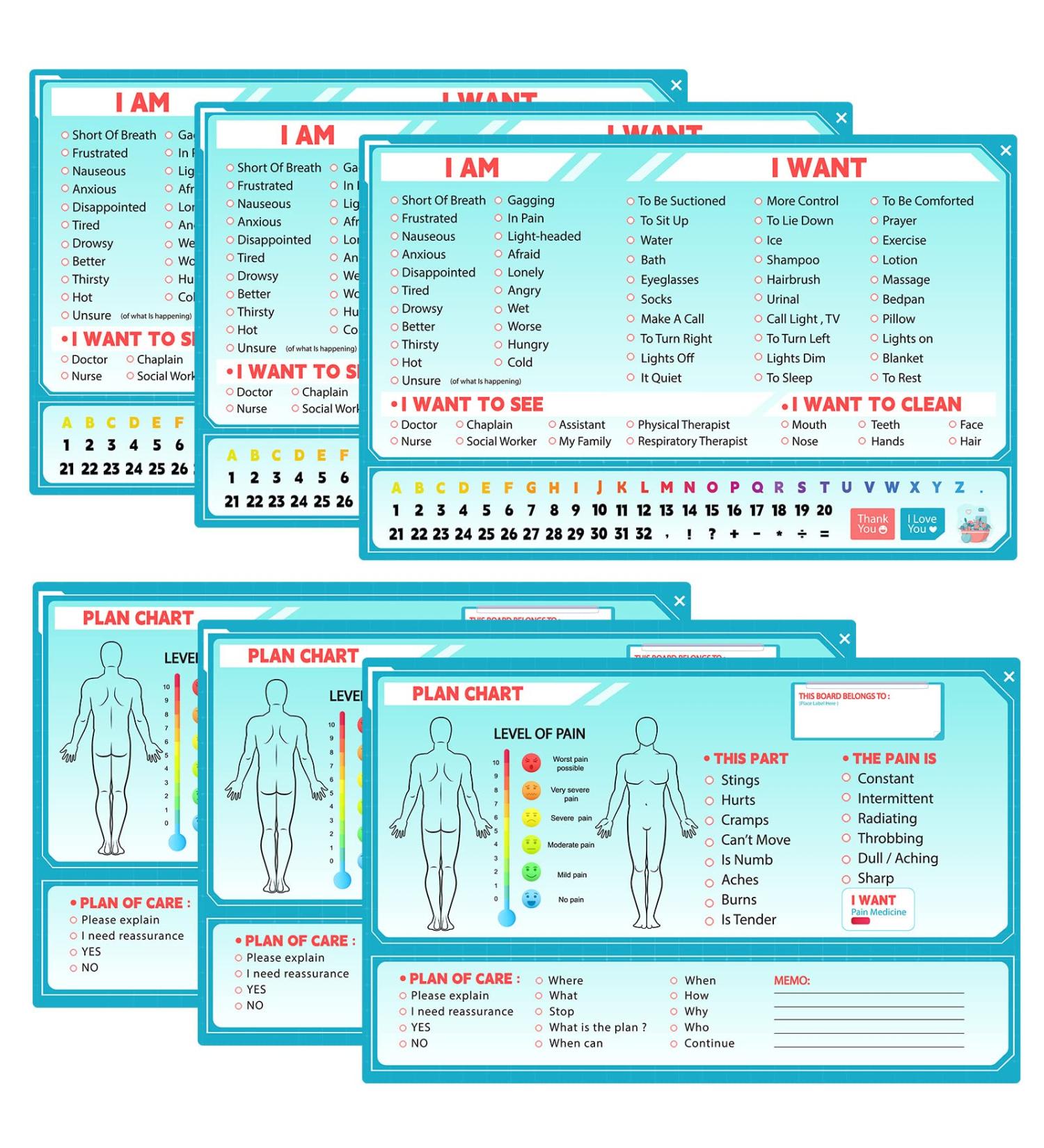 6 Pcs Colorful Picture Symbol Communication Cards for Nonverbal Patients - Communication Board for Kids and Adults - Buy Online on GoSupps.com