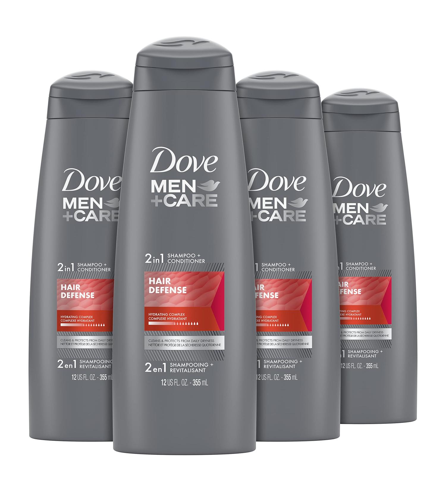 Dove Men + Care 2 in 1 Shampoo & Conditioner For Clean And Protected Hair Defense For Stronger Healthy Hair Everyday 355 ml 4 pack - Buy Online on GoSupps.com