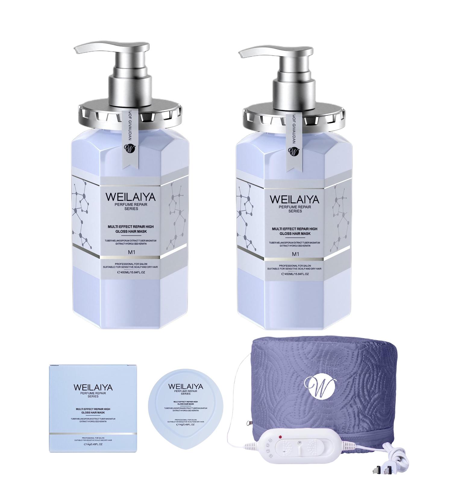 Buy Weilaiya Combo 2x High Gloss Hair Mask with Free Heating Cap | International Shipping Available - Buy Online on GoSupps.com