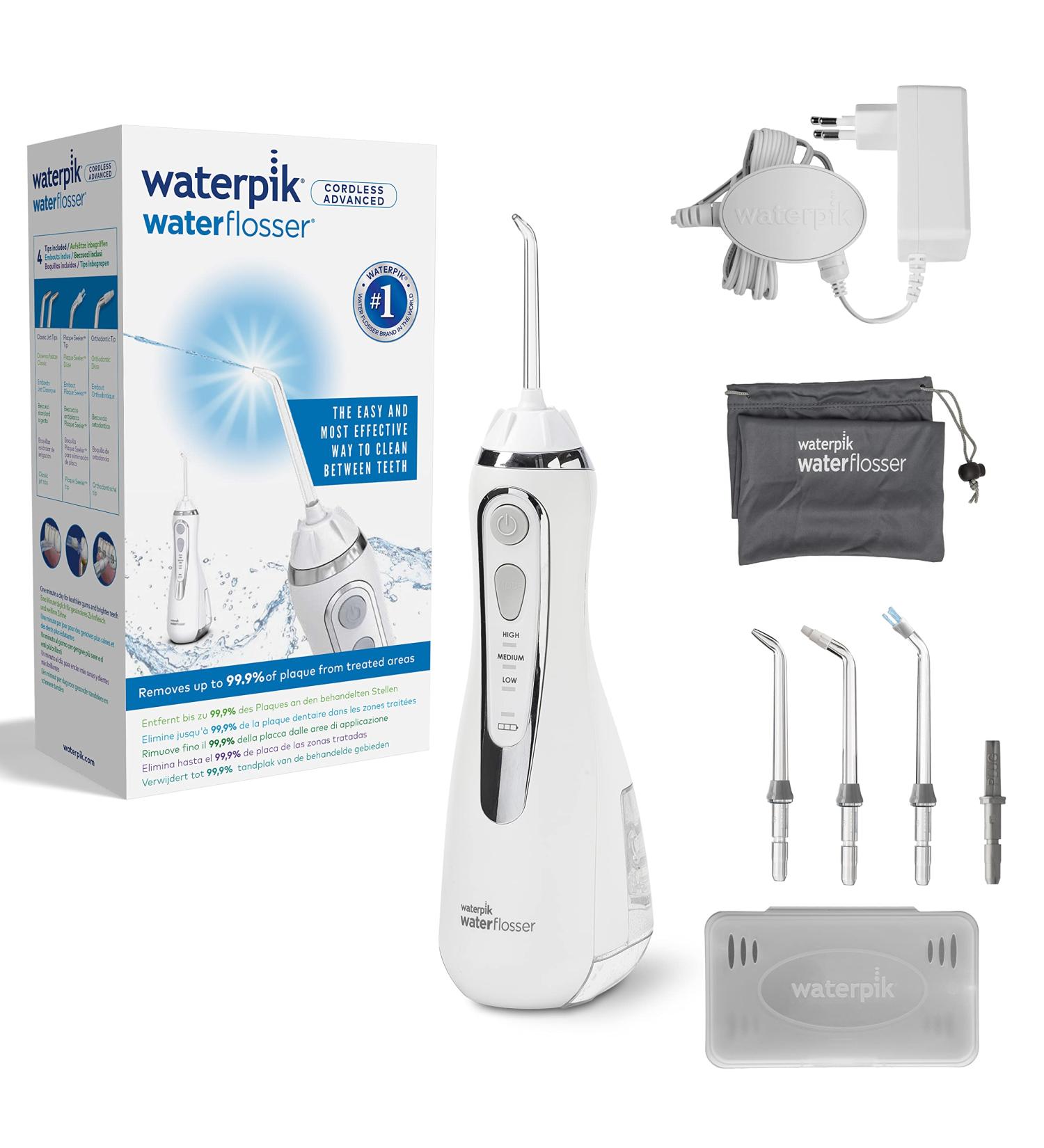 Waterpik Cordless Advanced Water Flosser - Wireless Oral Shower with 4 Attachments Adjustable Pressure Induction Charging - WP-560Eu - Buy Online on GoSupps.com