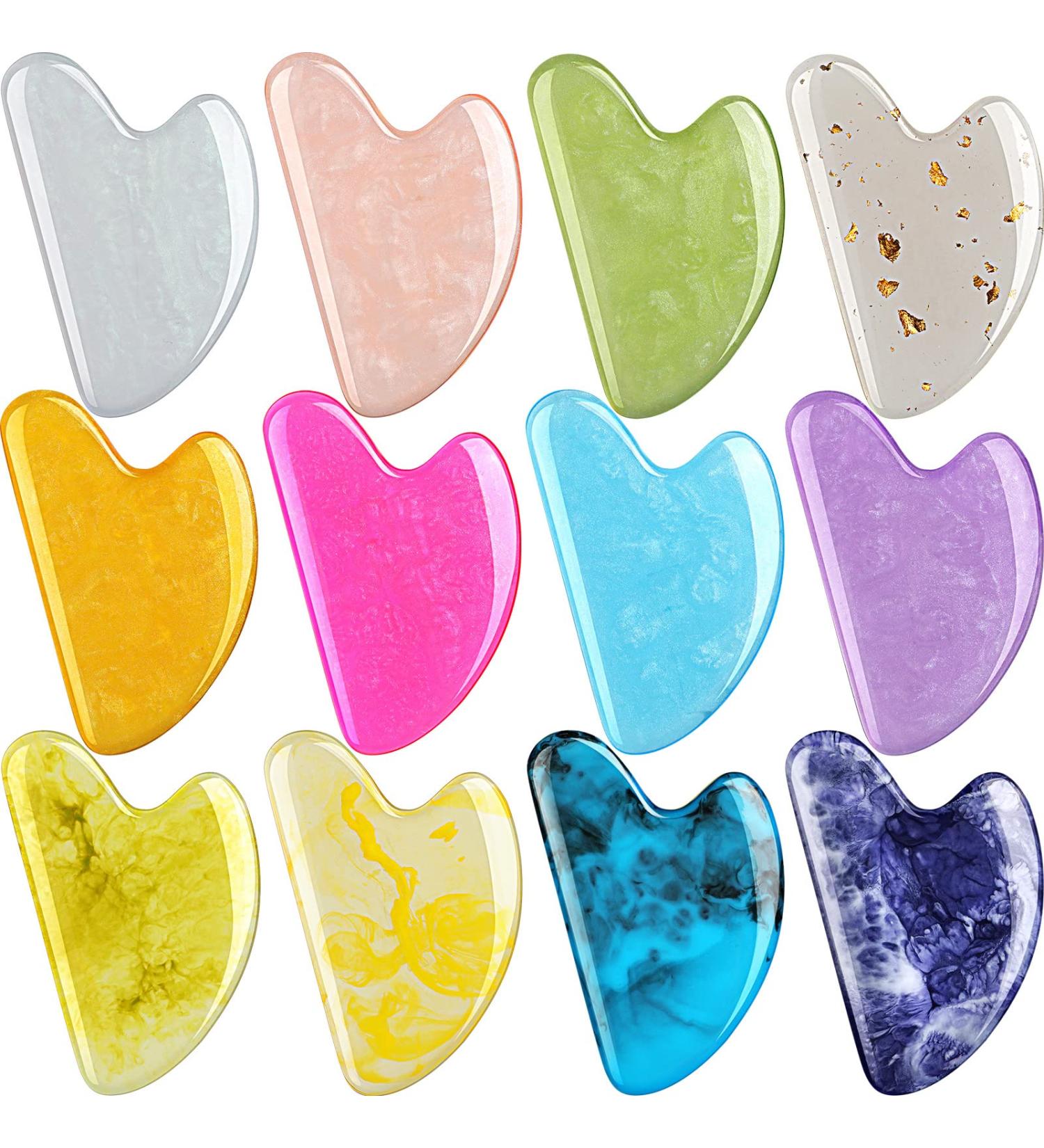 Nuogo 12 Pack Gua Sha Massage Tool Guasha Board Heart Shaped Gua Sha Facial Tools for Women Skin Care Face Body Relieve Muscle Tensions Reduce Puffiness 12 Colors - Buy Online on GoSupps.com