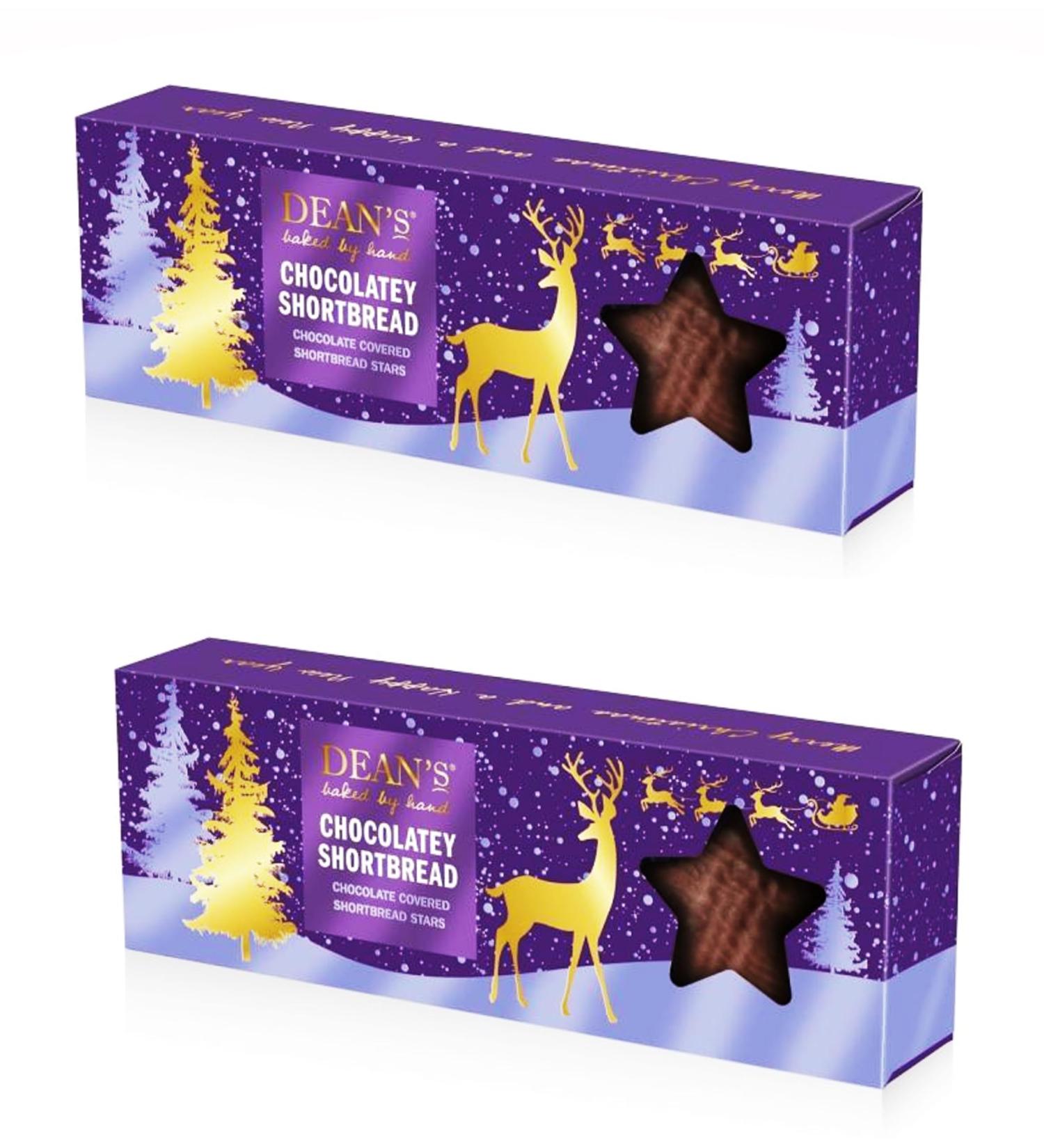 Dean's Festive Light and Crumbly All butter Shortbread Chocolatey Stars (2 x 140g) - Buy Online on GoSupps.com