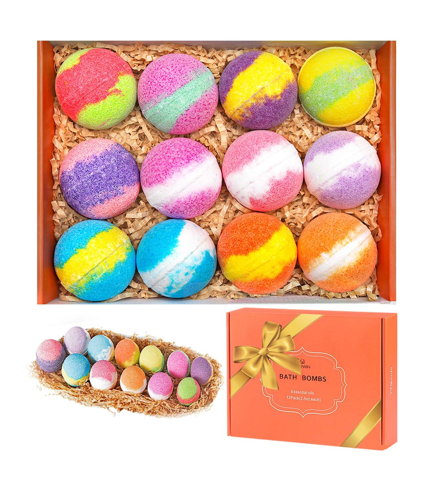 Organic & Natural Handcrafted Bath Bombs Gift Set - 12 Pieces by TTRWIN - Buy Online on GoSupps.com