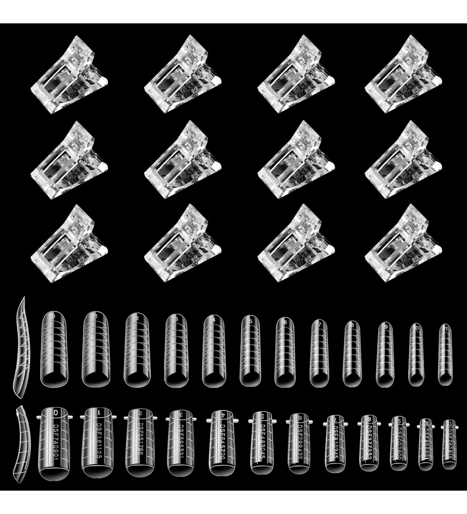 Makartt Nail Tip Clips & Dual Forms Kit - 12Pcs Clear Acrylic Clips + 72Pcs Molds for Poly Gel Nails | Beginner's Nail Art Tools - Buy Online on GoSupps.com