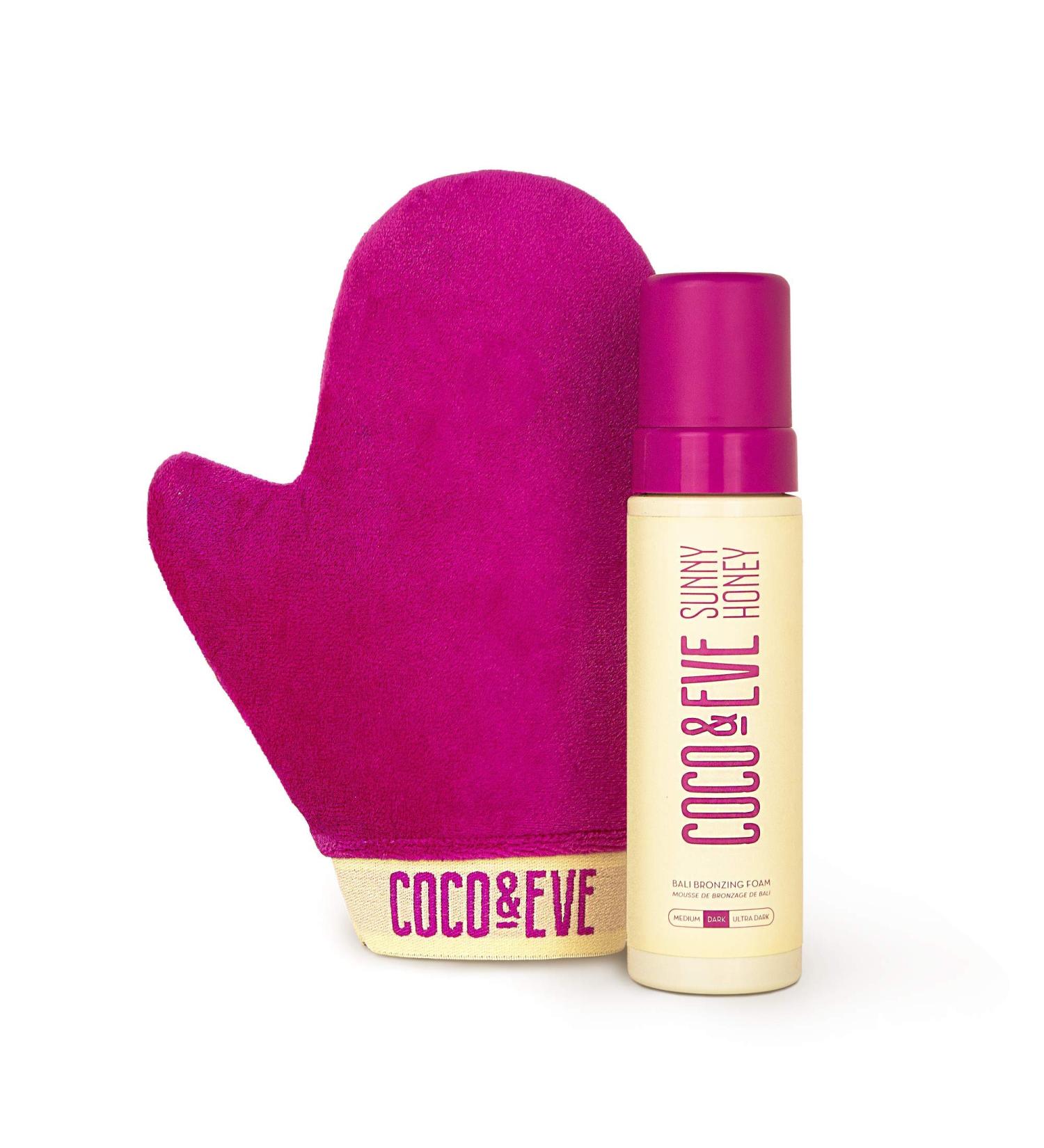 Coco & Eve Self Tanner Mousse Kit - Medium | Natural Sunless Tanning Lotion & Applicator Mitt | Sunny Honey Bali Bronzing Solution - Buy Online on GoSupps.com