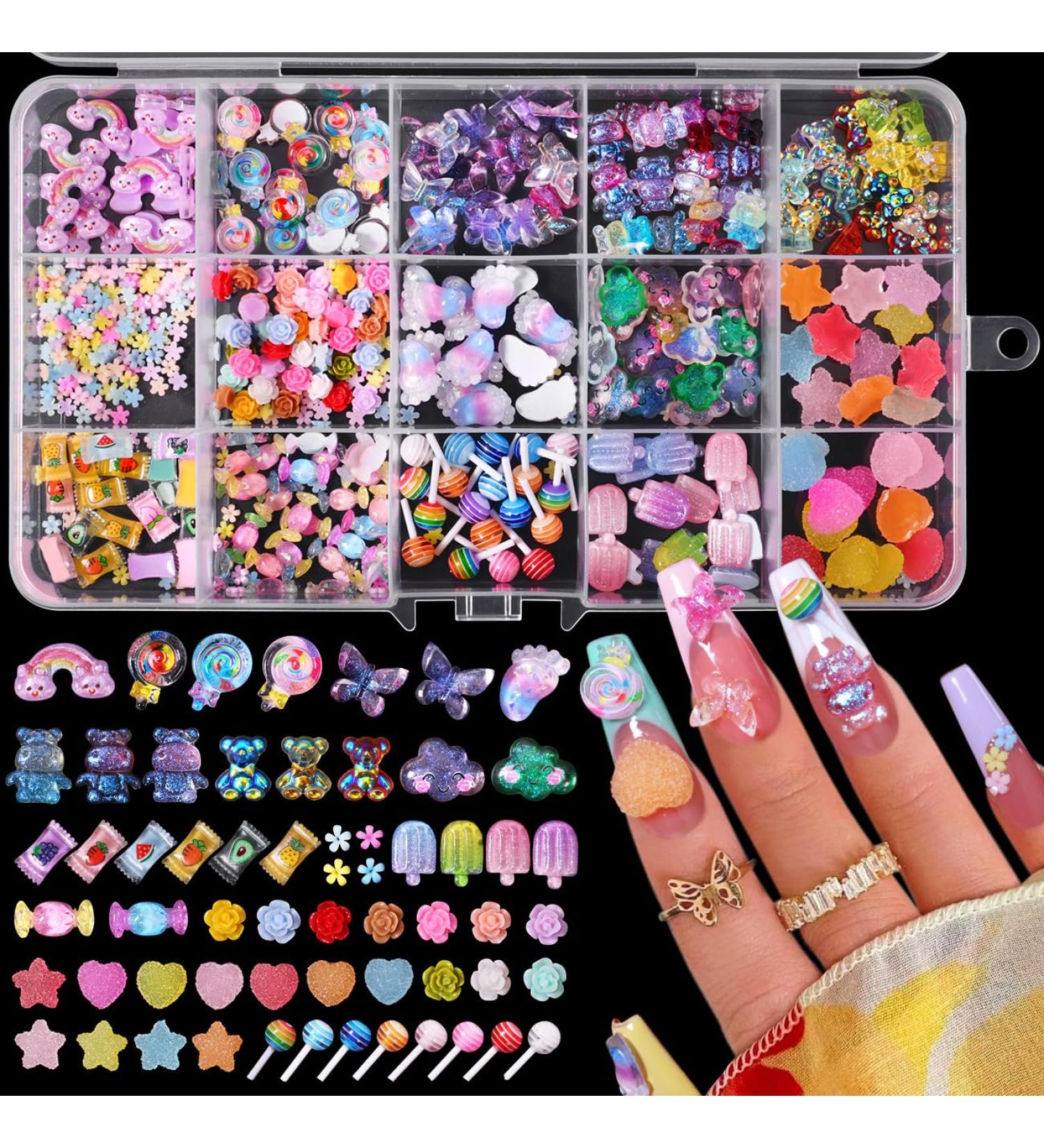 3D Mix Assorted Color Nail Charms Acrylic Multi Cute Nail Art Charms Hollow Candy Jewelry Nail Supplies for Nail Art Design DIY Crafts Accessories (Multicolor) (Multicolor) - Buy Online on GoSupps.com