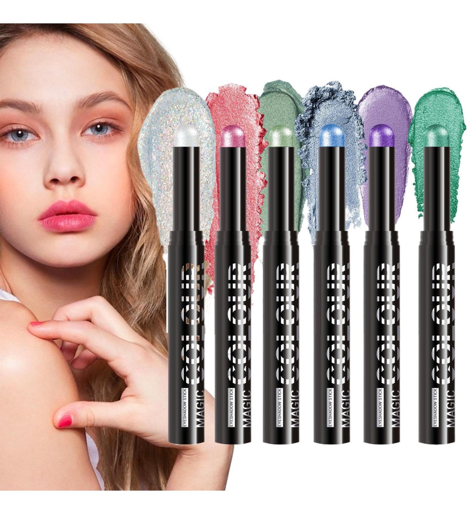 Creamy Eyeshadow Stick Highlighter Eyeshadow Set of 6 Durable and Waterproof for Travel Birthday Daily Use Cosmetics Women and Girls - Buy Online on GoSupps.com