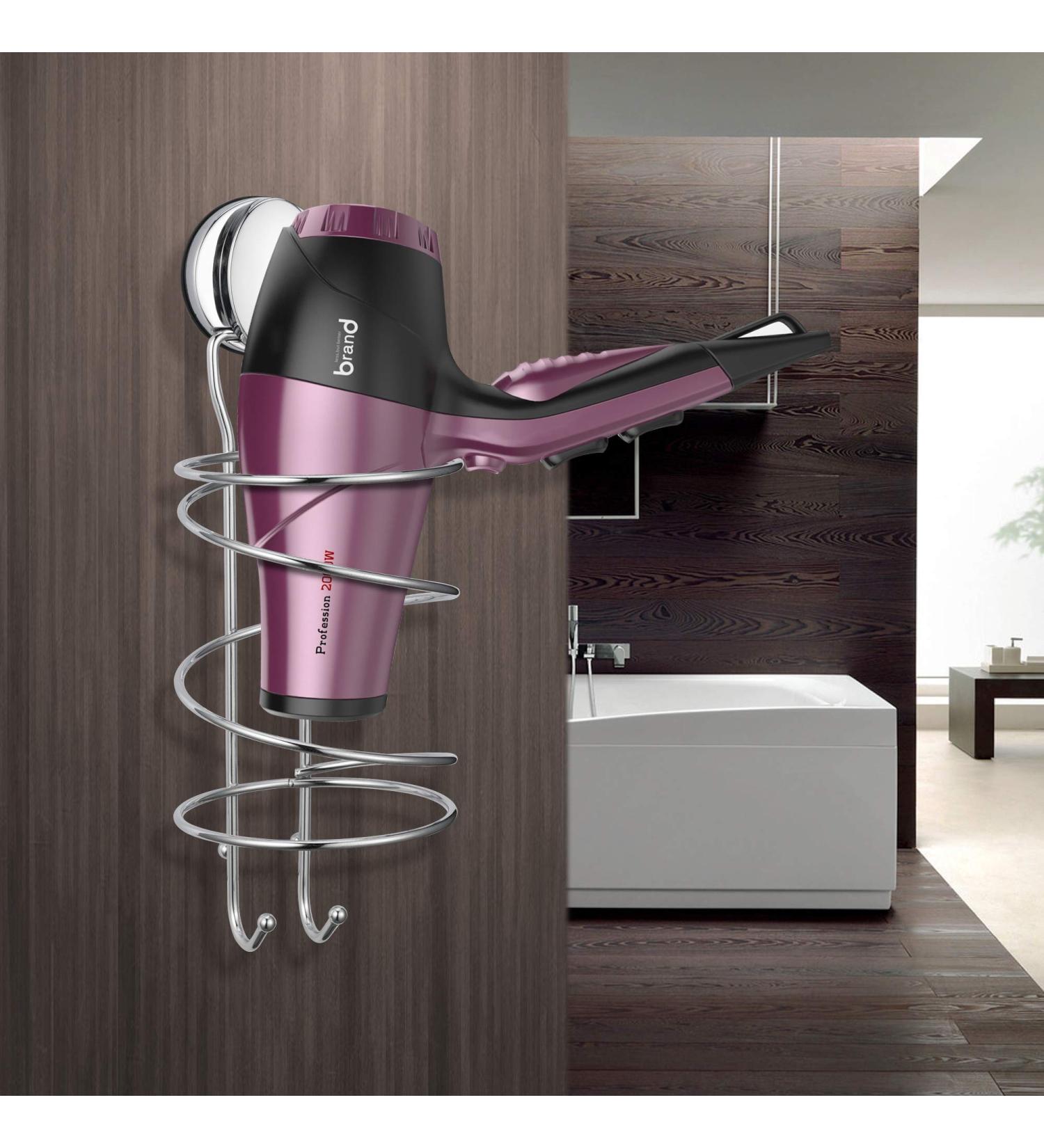 Hair Dryer Holder with Powerful Vacuum Suction Cup - Spiral-Shaped Hair Dryer Rack - Buy Online on GoSupps.com